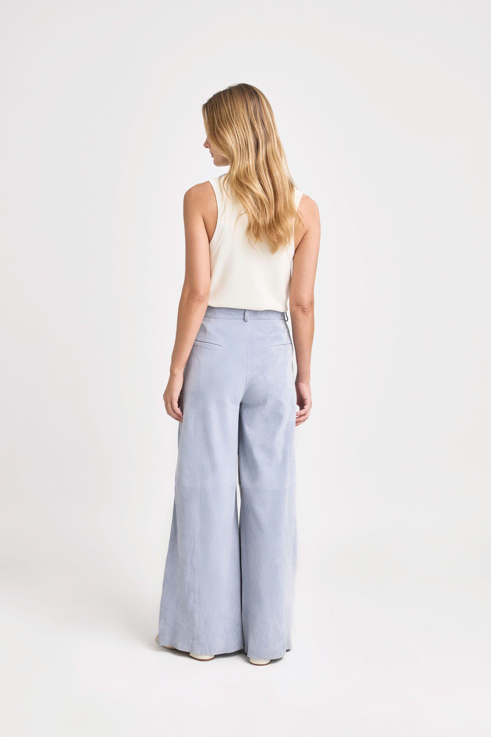 Vélez Pantalón Wide Leg San Jacinto Cuero Mujer Azul Claro-4