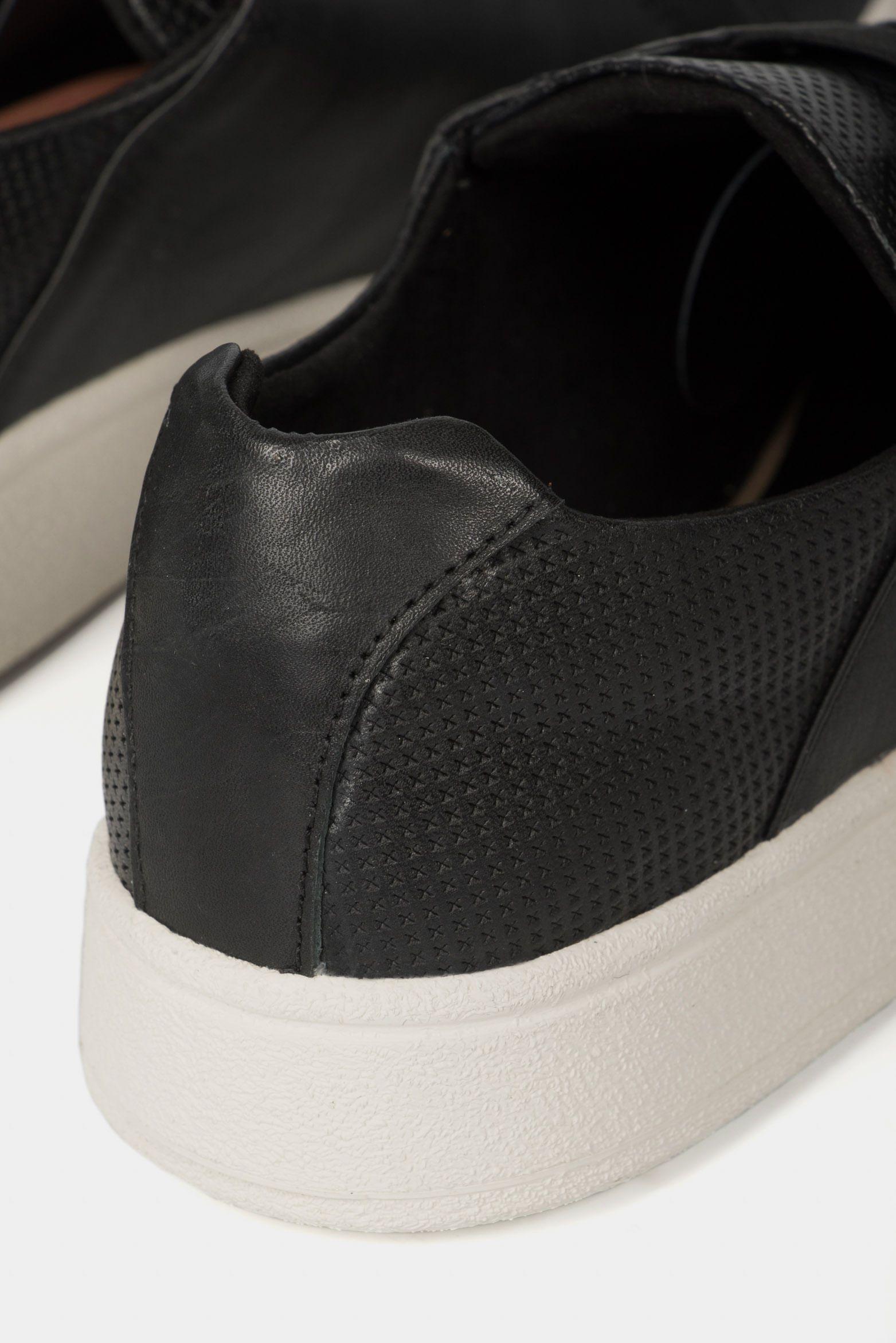 Vélez Mocasines Forma De Cuero Grabado Negro-5
