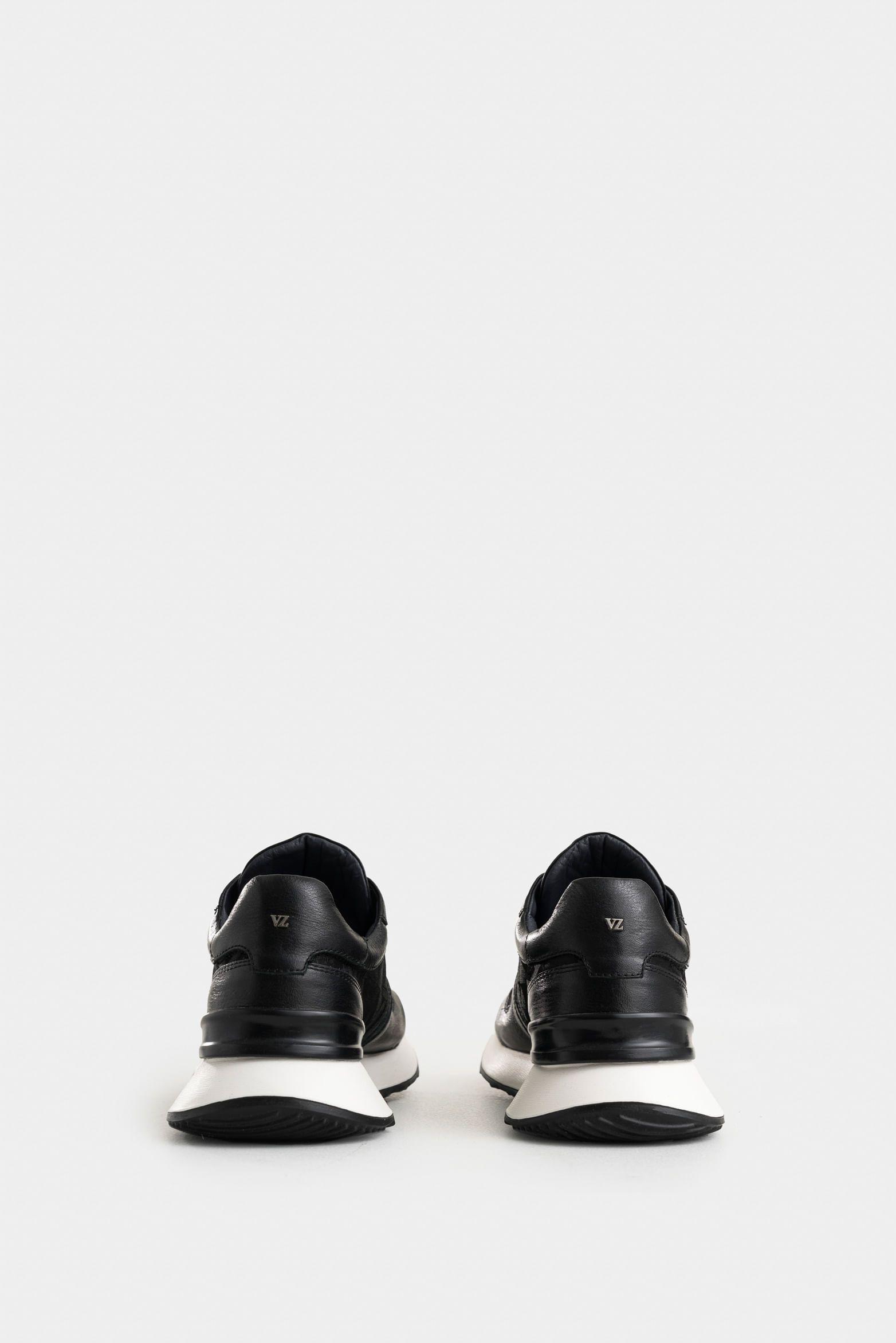Vélez Zapatillas Garda Cuero Hombre talles Jacquar Negro-2