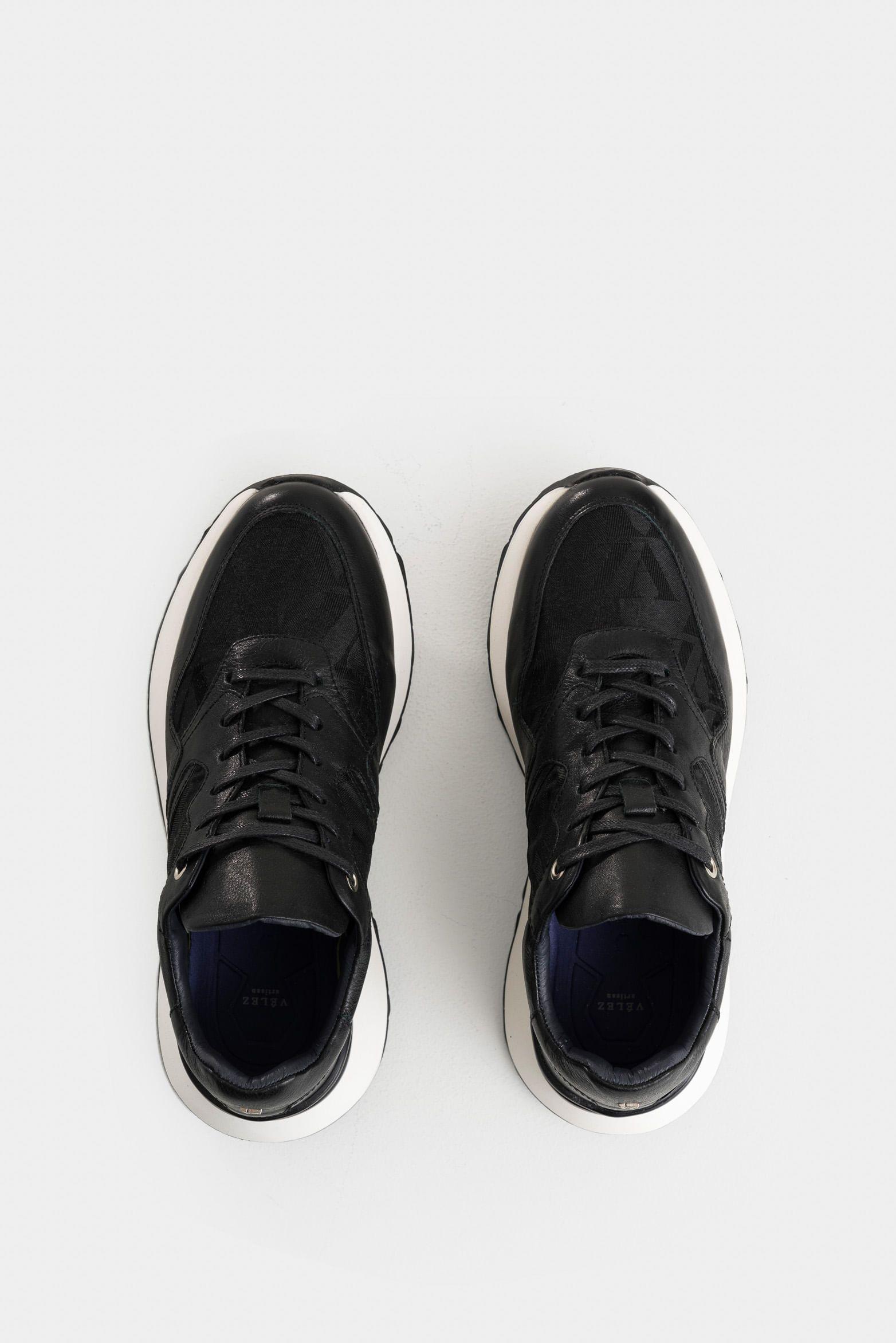 Vélez Zapatillas Garda Cuero Hombre talles Jacquar Negro-3