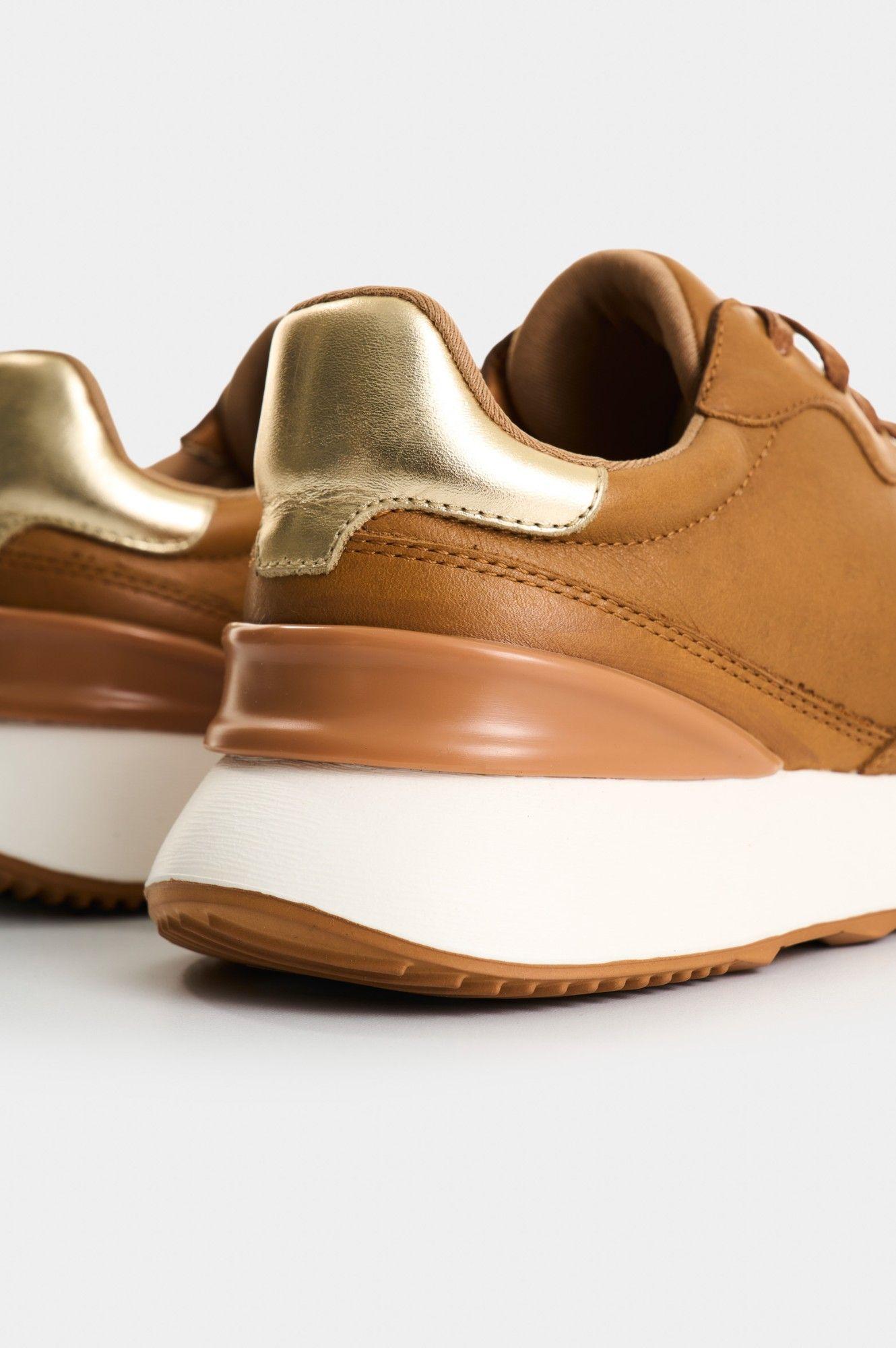 Vélez Zapatilla Tenis Cuero Y Folia Mujer Cooper Miel-4