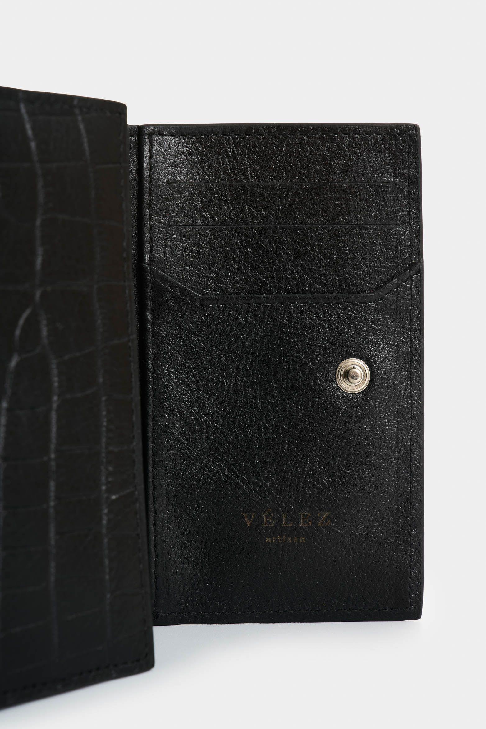 Vélez Billetera De Cuero Grabado Para Mujer Tessa Negro-3