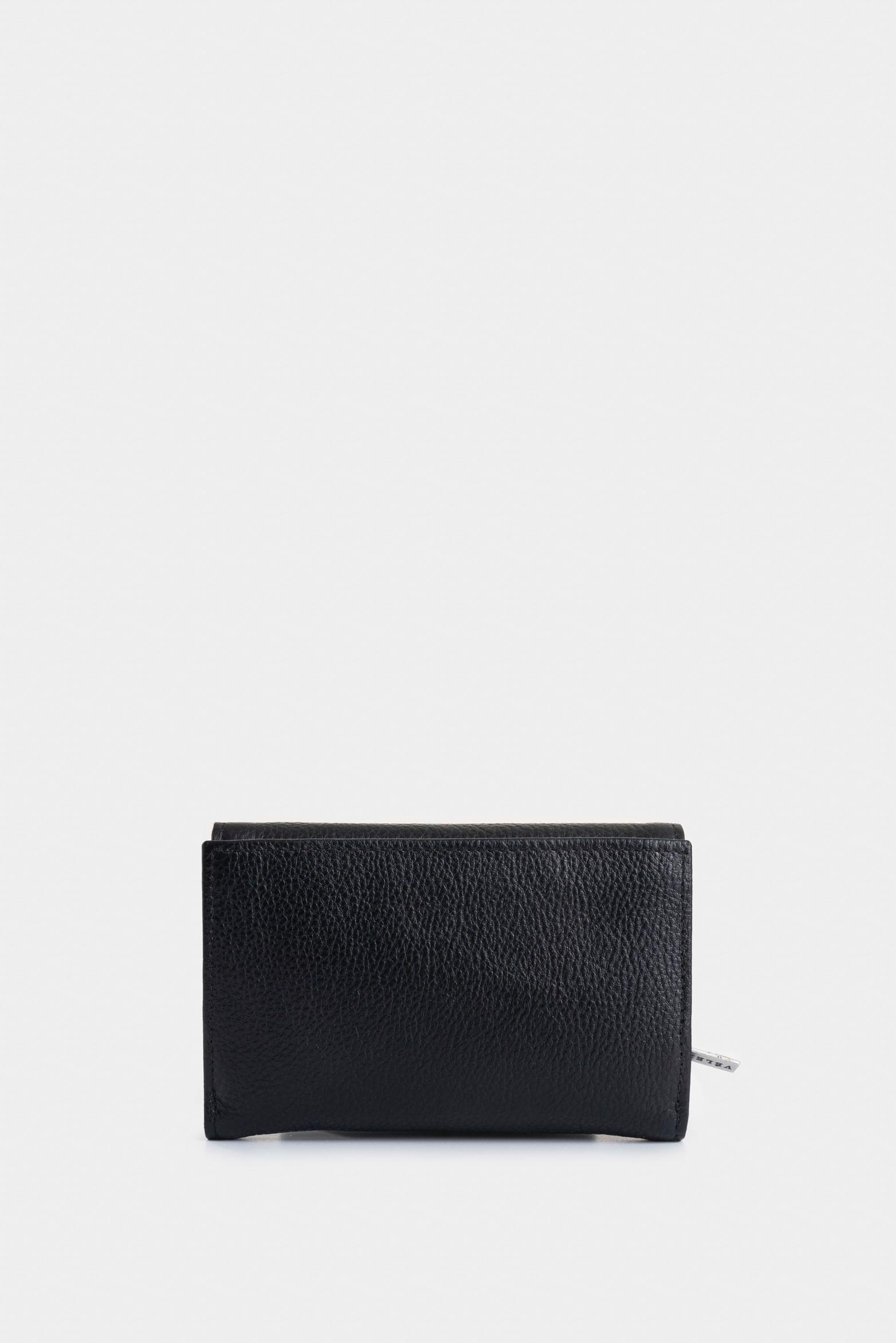Billetera Real de cuero para mujer con monedero Negro-2