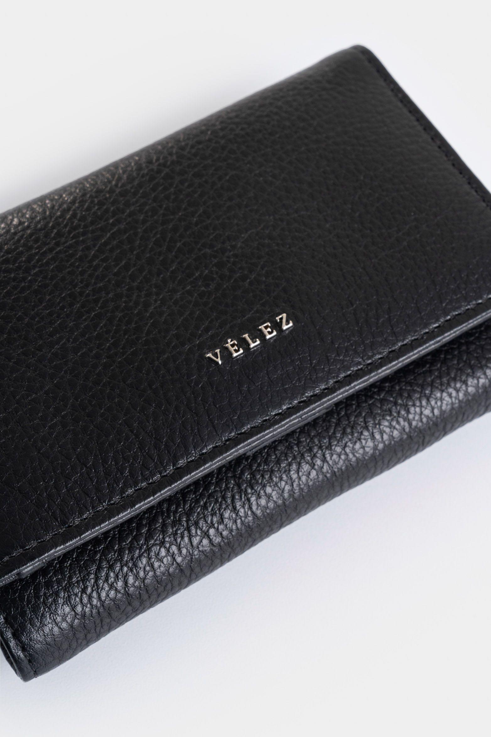 Billetera Real de cuero para mujer con monedero Negro-3