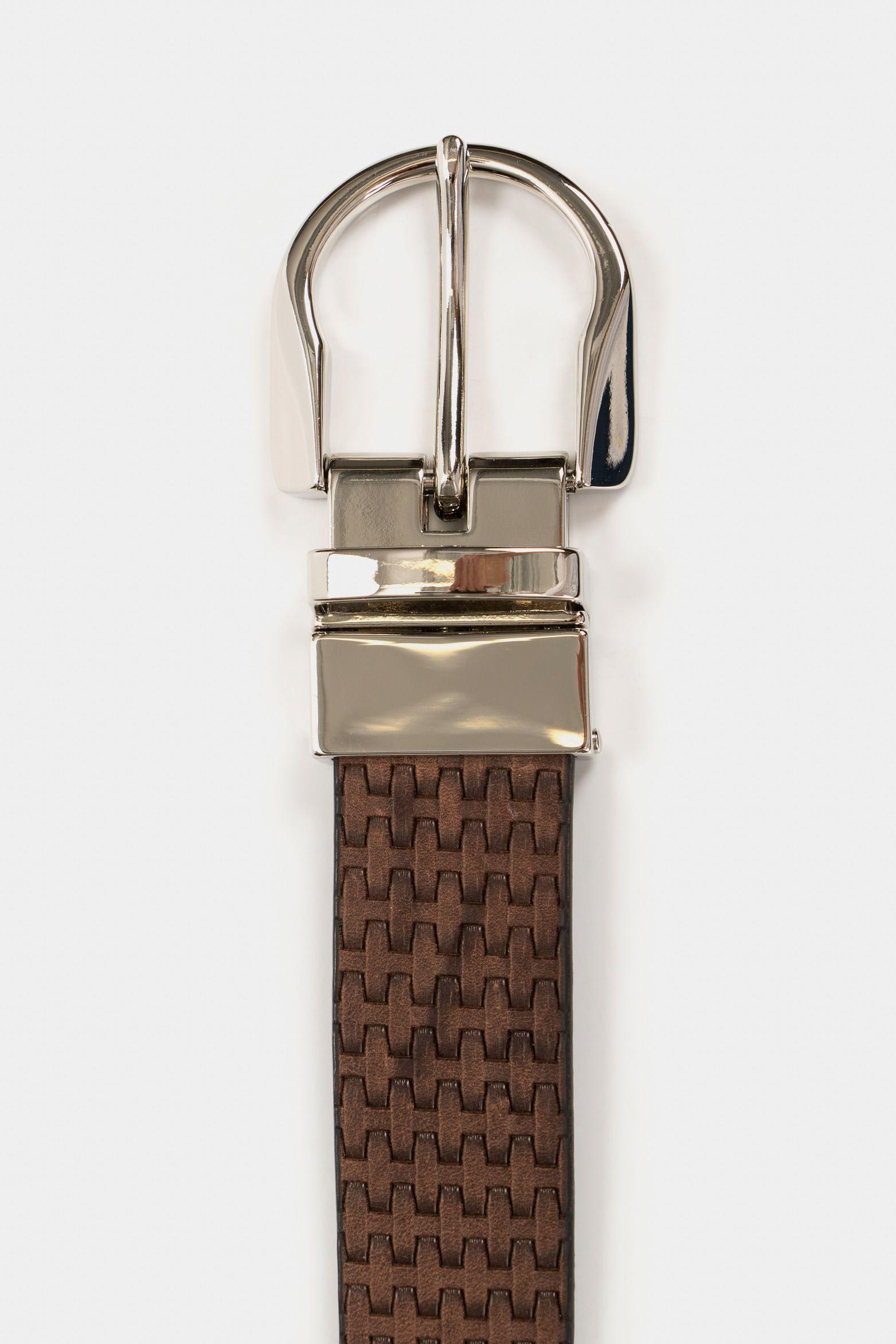 Vélez Cinturón Doble Faz Sacuero Mujer Grabado Placa Tejido Combinado L-2