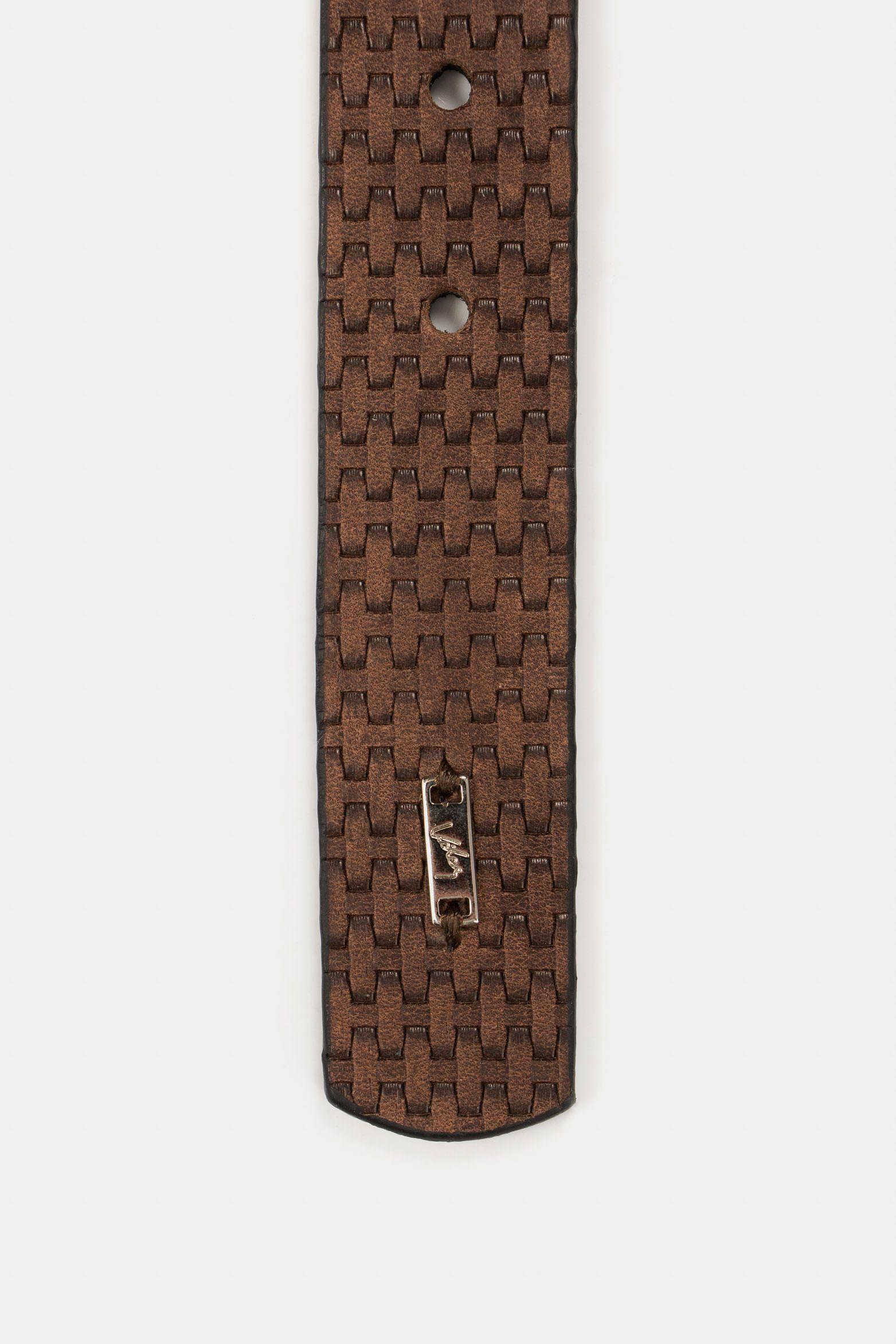 Vélez Cinturón Doble Faz Sacuero Mujer Grabado Placa Tejido Combinado L-3