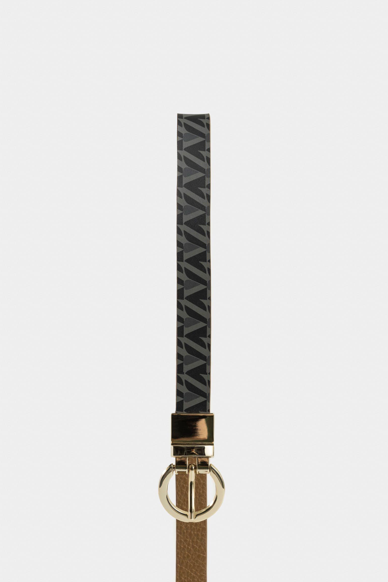 Vélez Cinturón Doble Faz De Cuero Para Mujer Monogram Negro-1