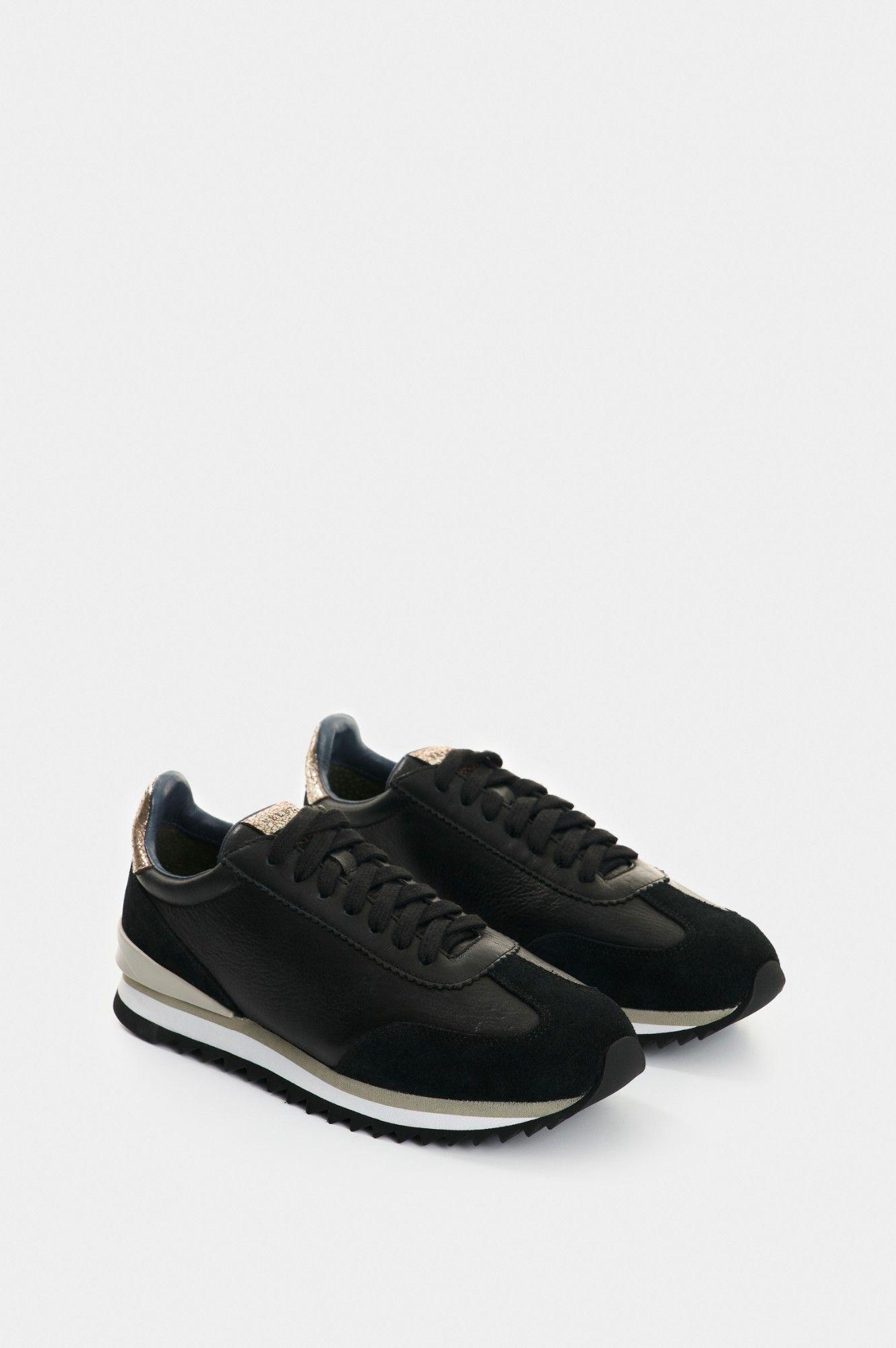 Vélez Zapatilla Tenis Cuero Y Folia Mujer Gem Negro-1