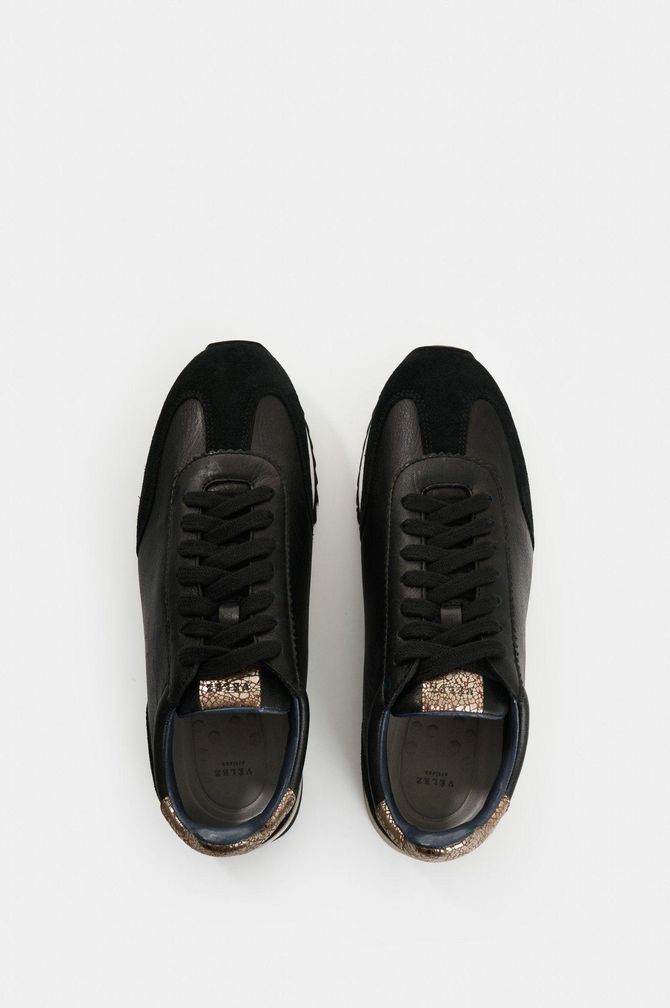 Vélez Zapatilla Tenis Cuero Y Folia Mujer Gem Negro-3