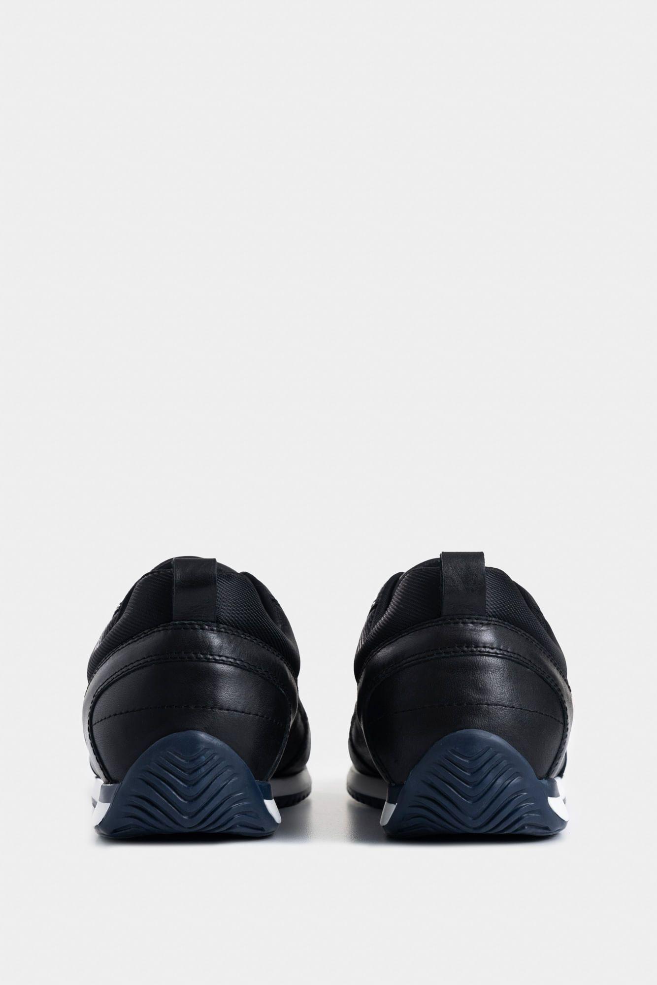 Vélez Tenis Engeil 3 Cuero Para Hombre Detalle Textil Negro-2