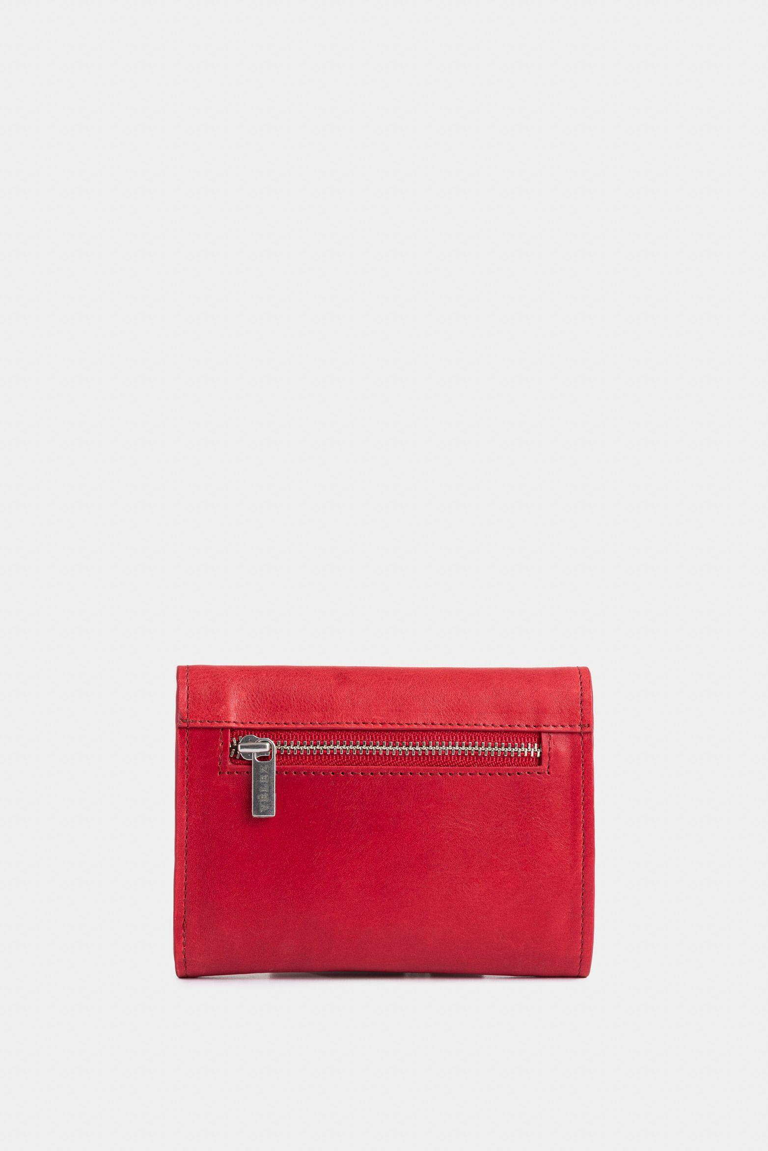 Vélez Billetera Taupe De Cuero Para Mujer Con Monedero Rojo-2