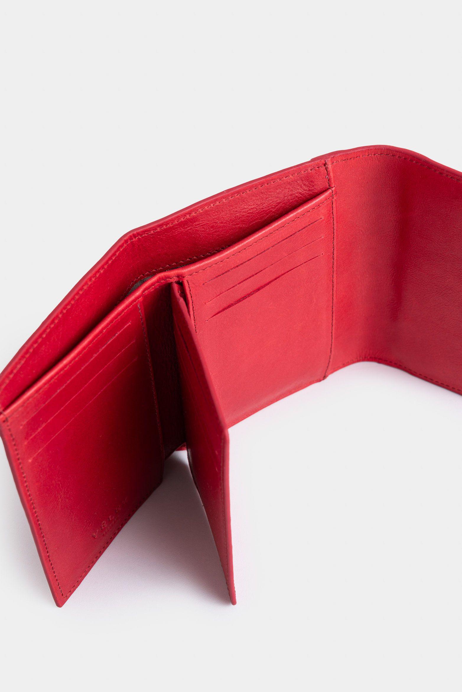 Vélez Billetera Taupe De Cuero Para Mujer Con Monedero Rojo-4