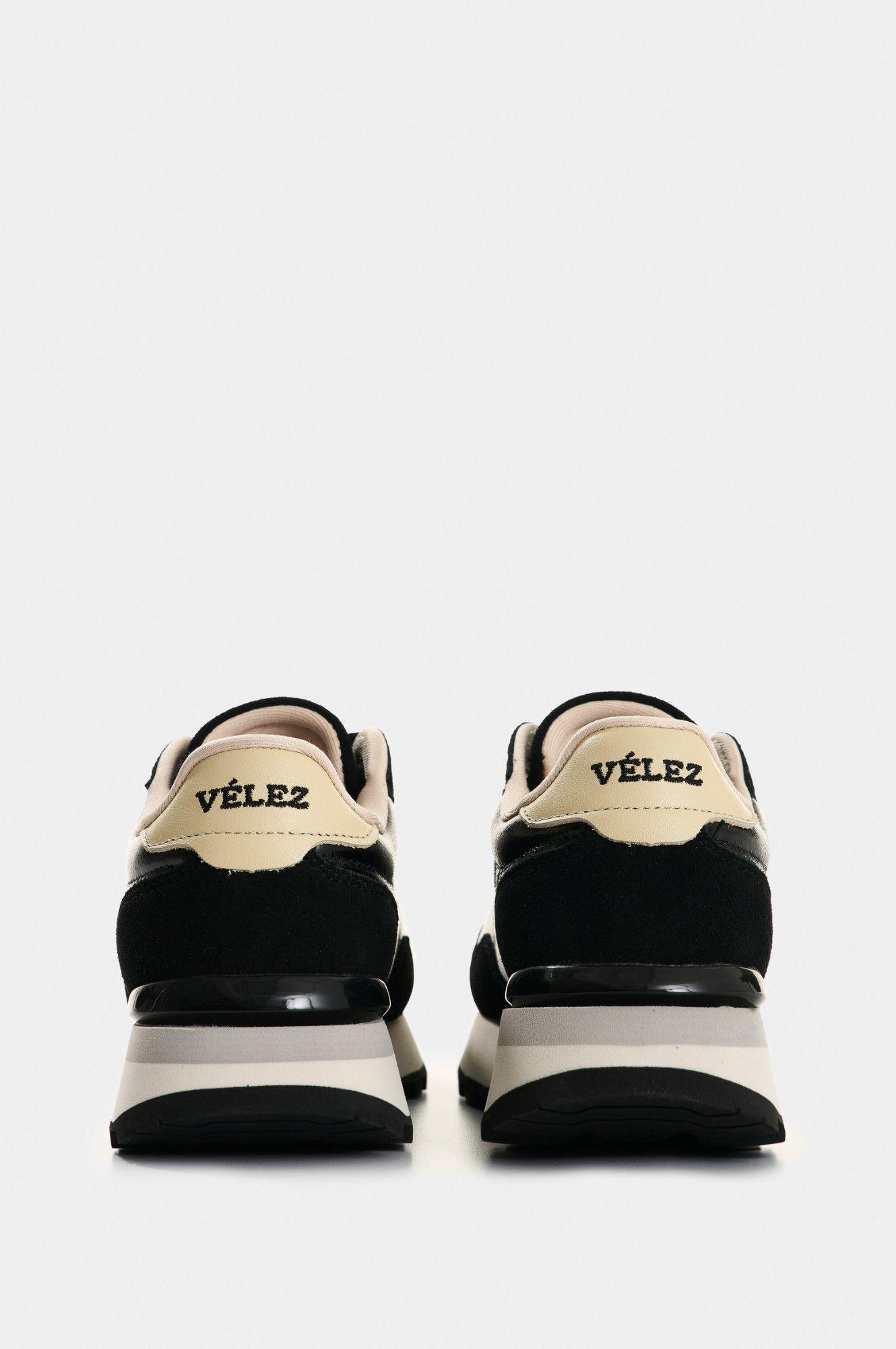 Vélez Zapatilla Tenis Sahara Cuero Mujer Detalle Folia Negro-2