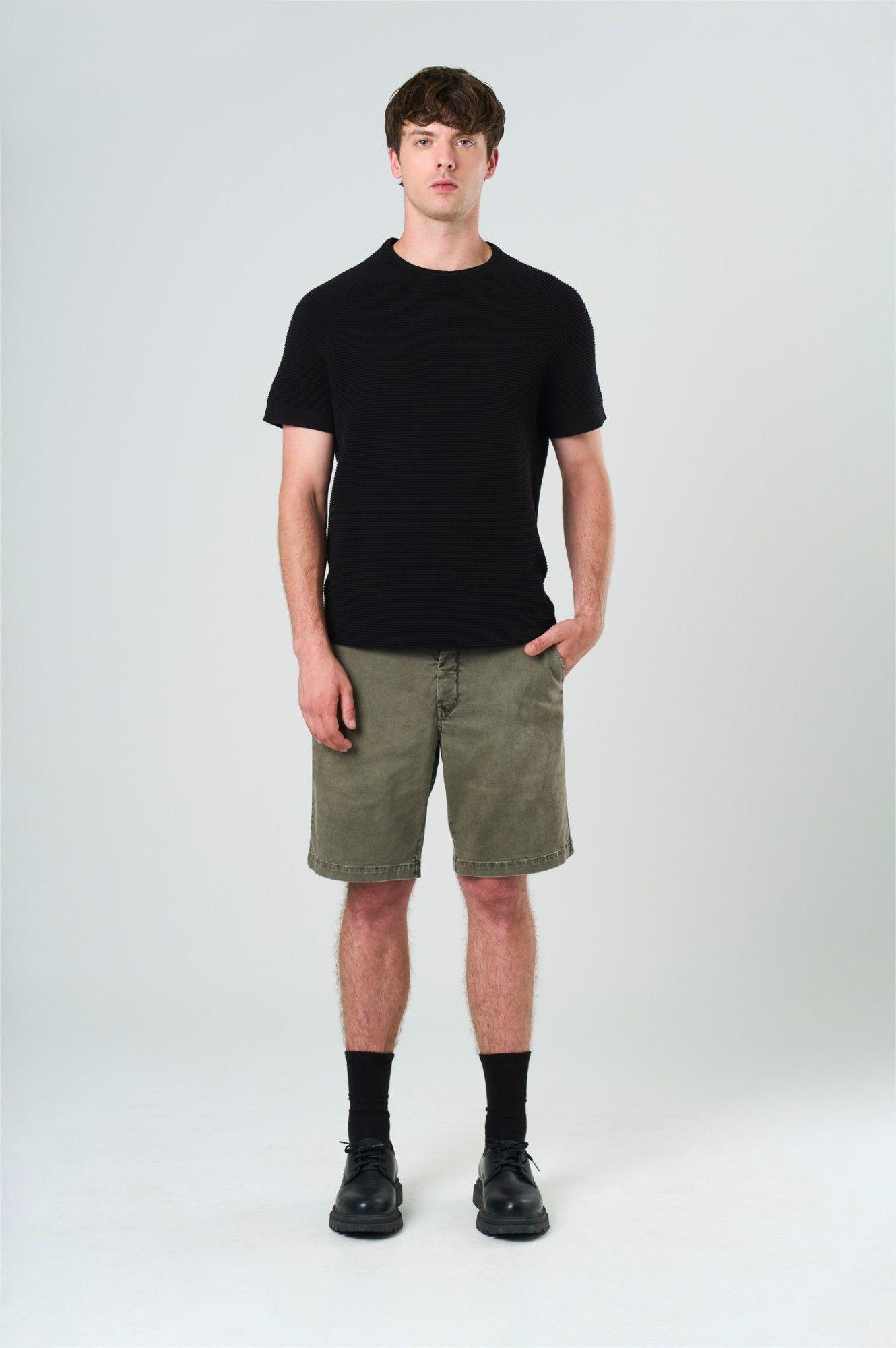 Vélez Short Bermuda Drill Hombre Silueta Amplia Verde Oliva-7