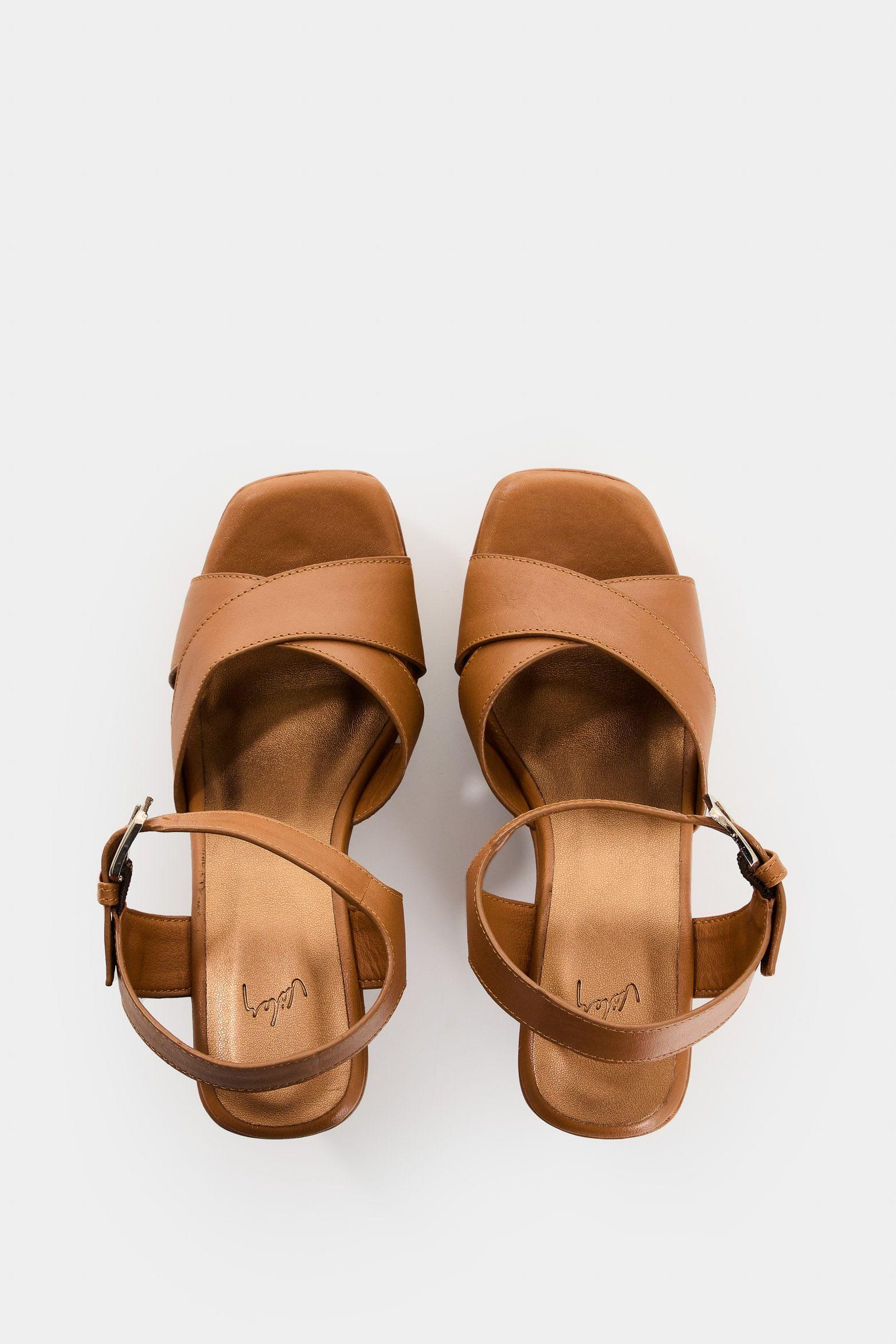 Vélez Sandalia Plataforma De Cuero Para Mujer Luzia Miel-3