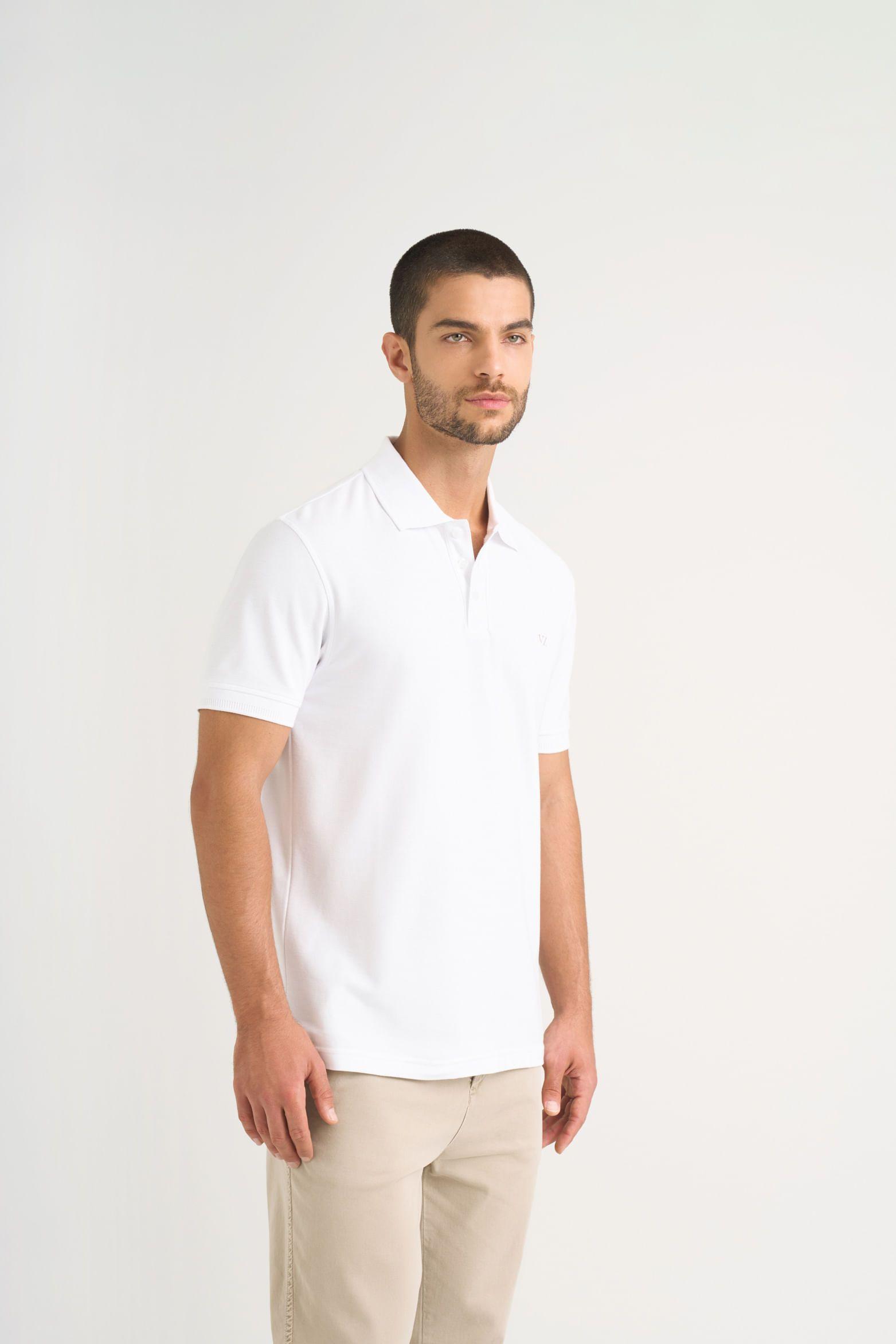 Vélez Polo Para Hombre Semi Fit Detalle Jacquard Blanco-3