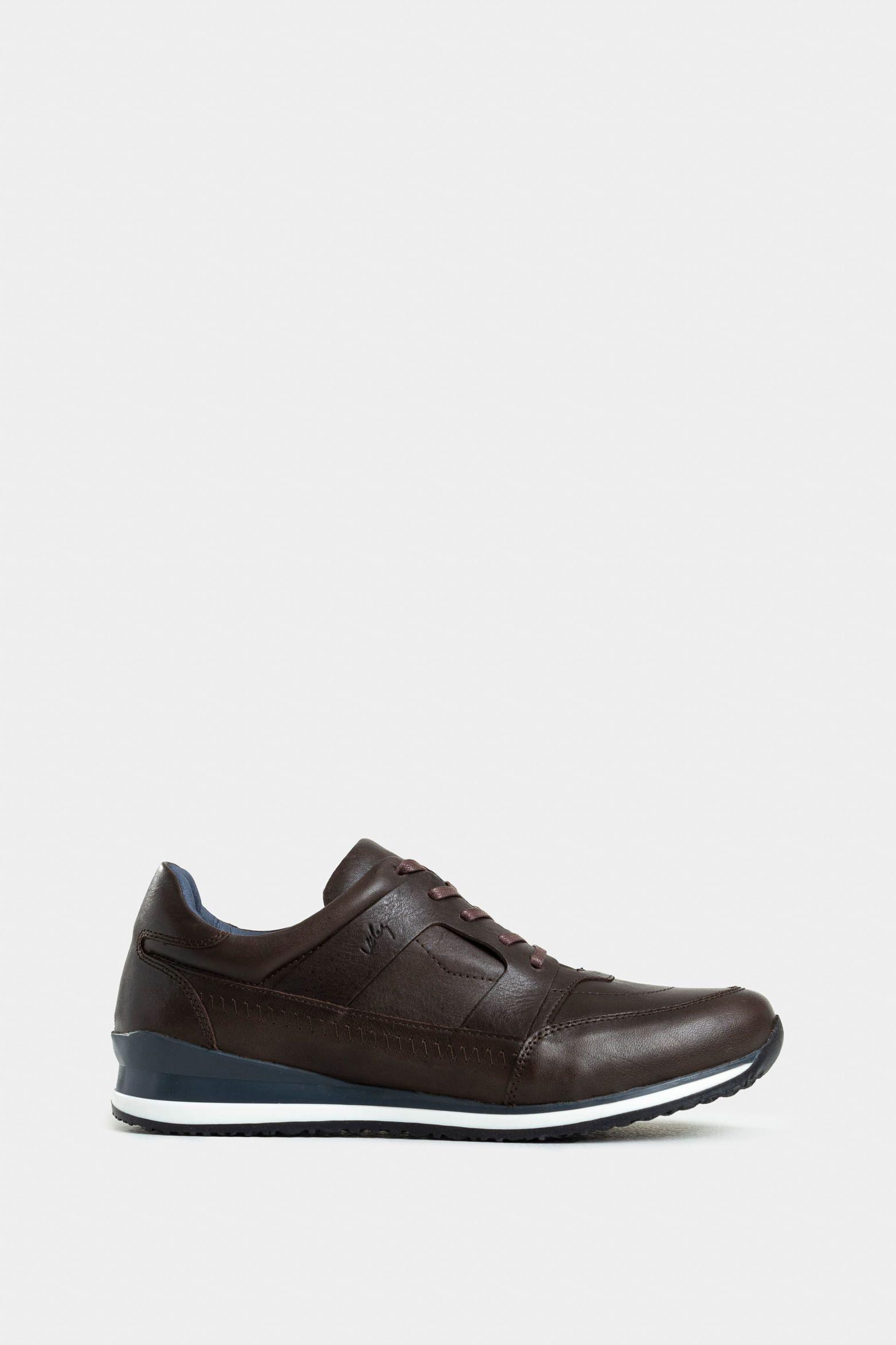 Vélez Zapatillas vant Cuero Hombre Cortes Envejecido Cafe-0