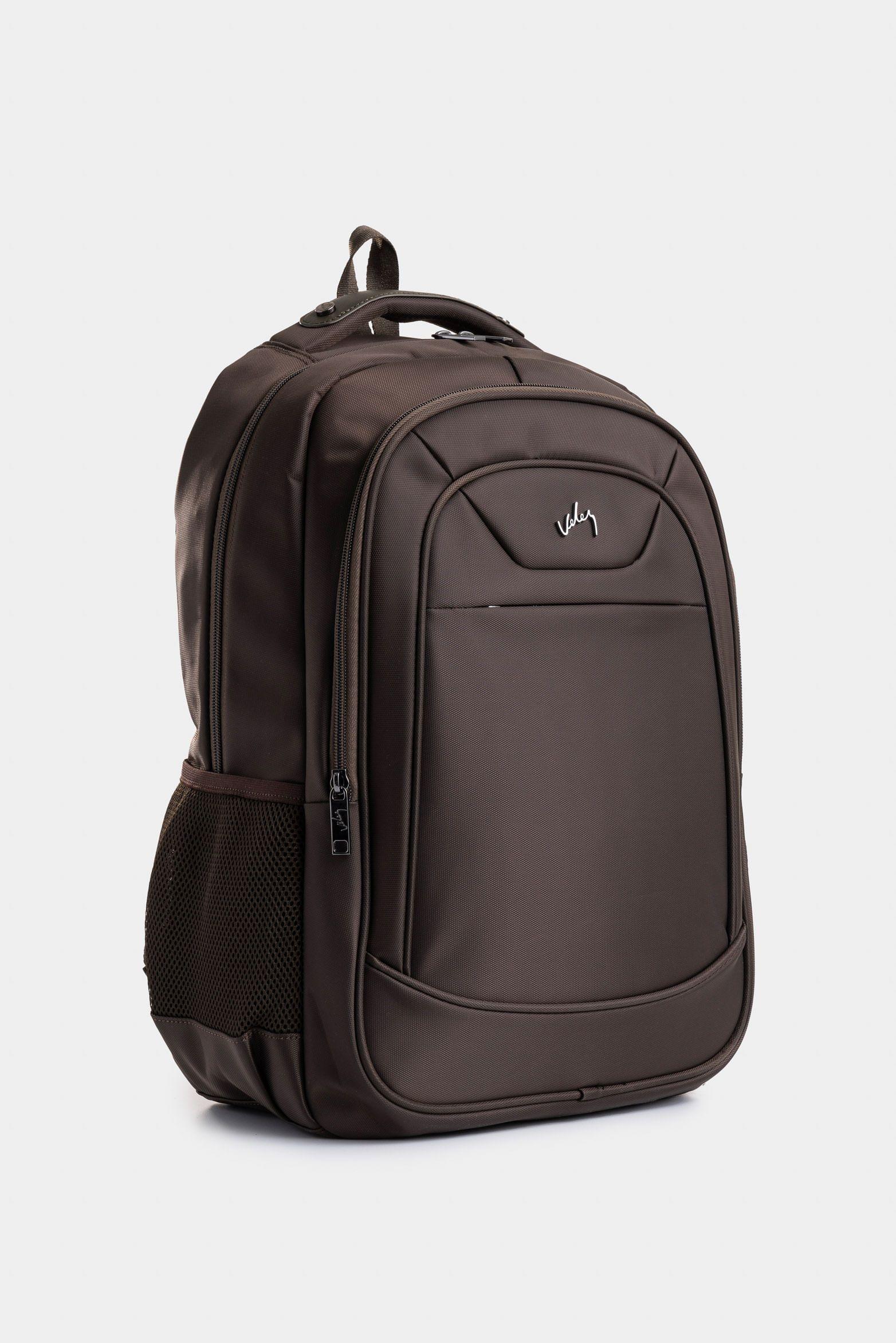 Vélez Mochila Kaiser De Lona y Cuero Para Hombre Urbano Café-1