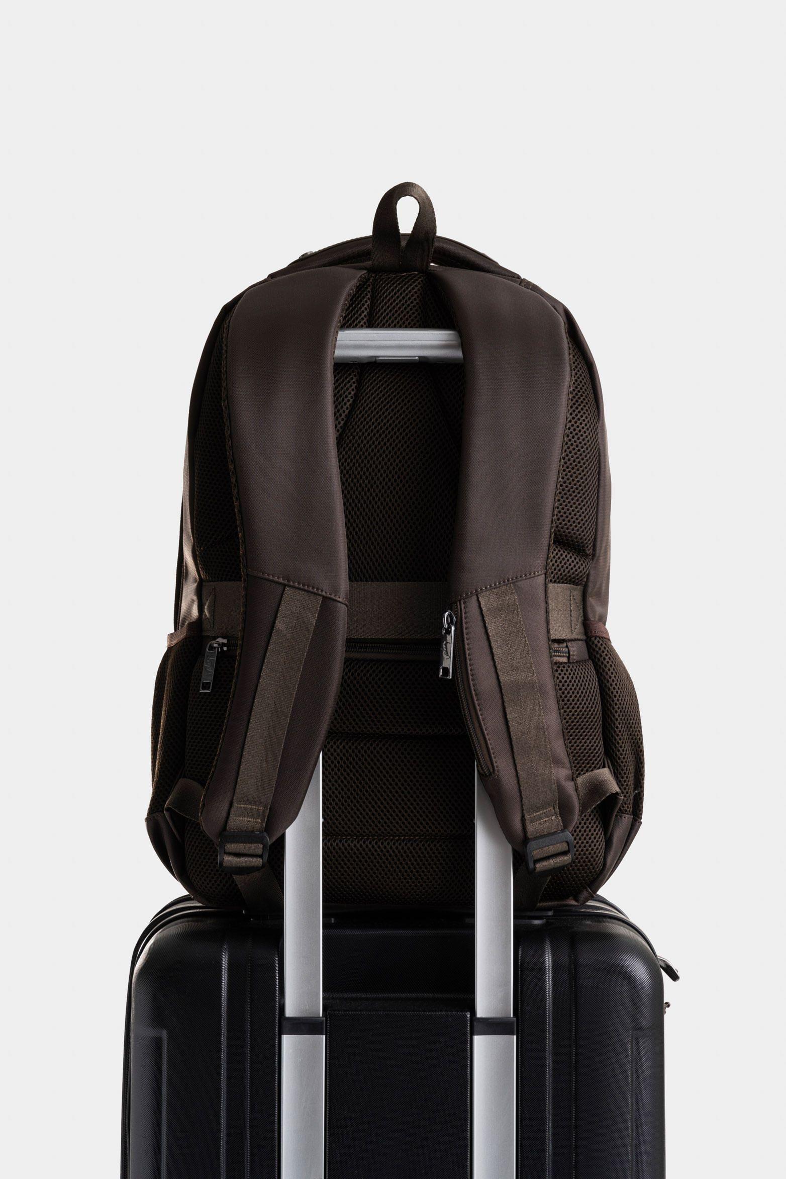 Vélez Mochila Kaiser De Lona y Cuero Para Hombre Urbano Café-2