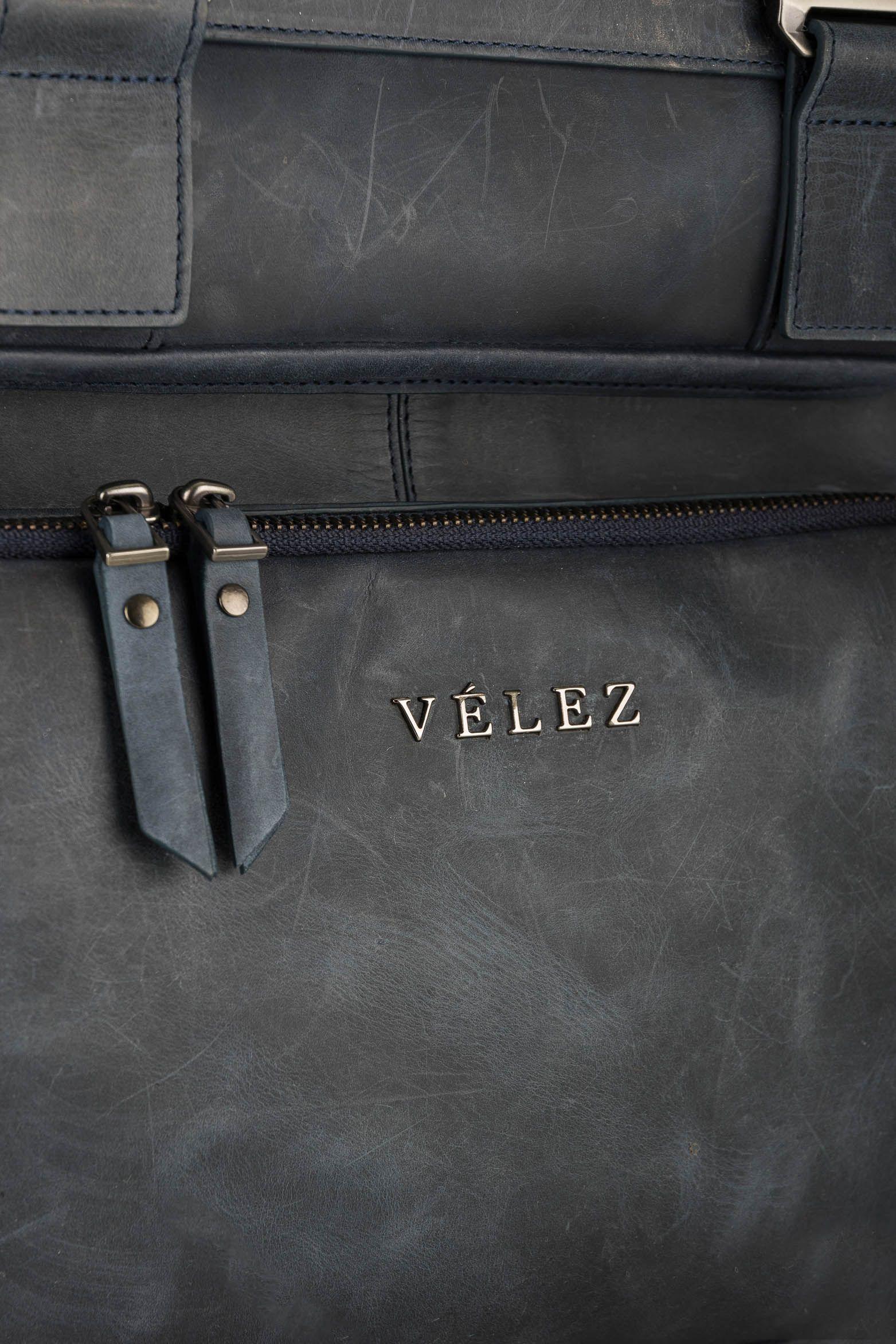 Vélez Mochila Barceló Cuero Hombre Chapas  Azul Oscuro-5