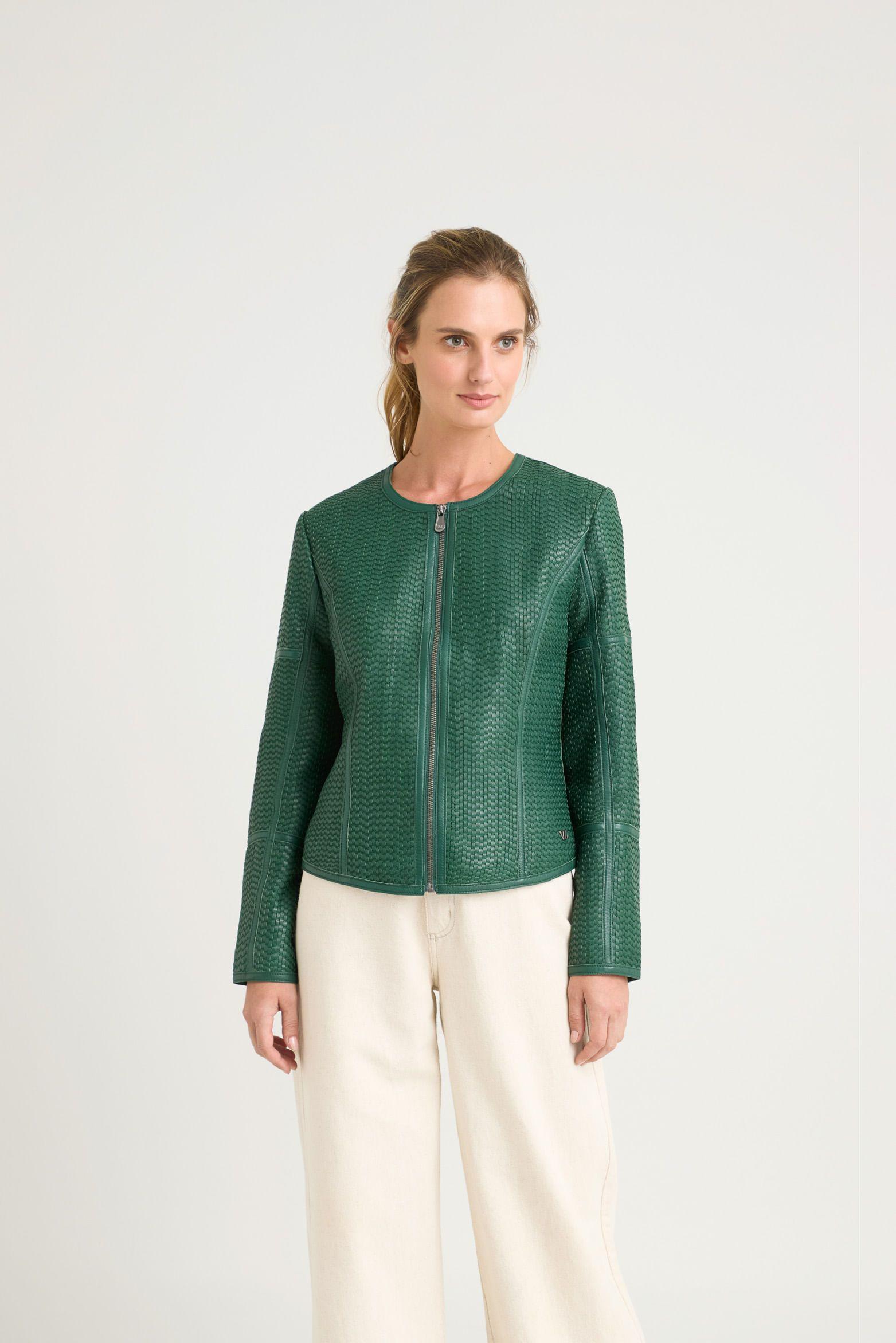 Vélez Casaca Woven De Cuero Verde-0