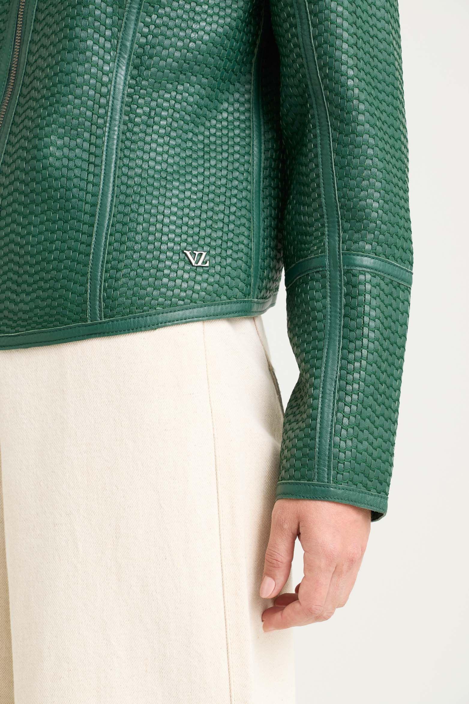 Vélez Casaca Woven De Cuero Verde-4