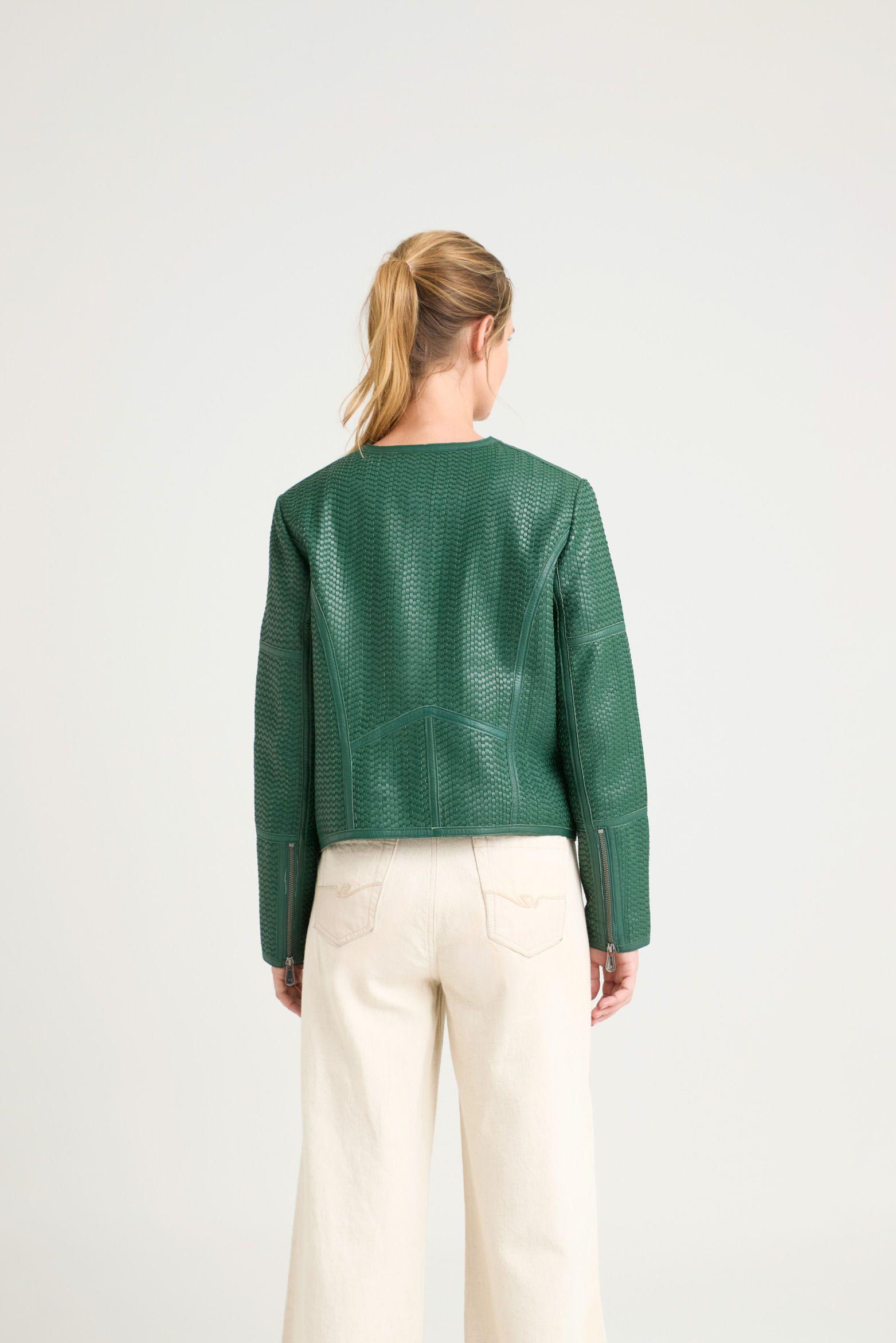 Vélez Casaca Woven De Cuero Verde-5