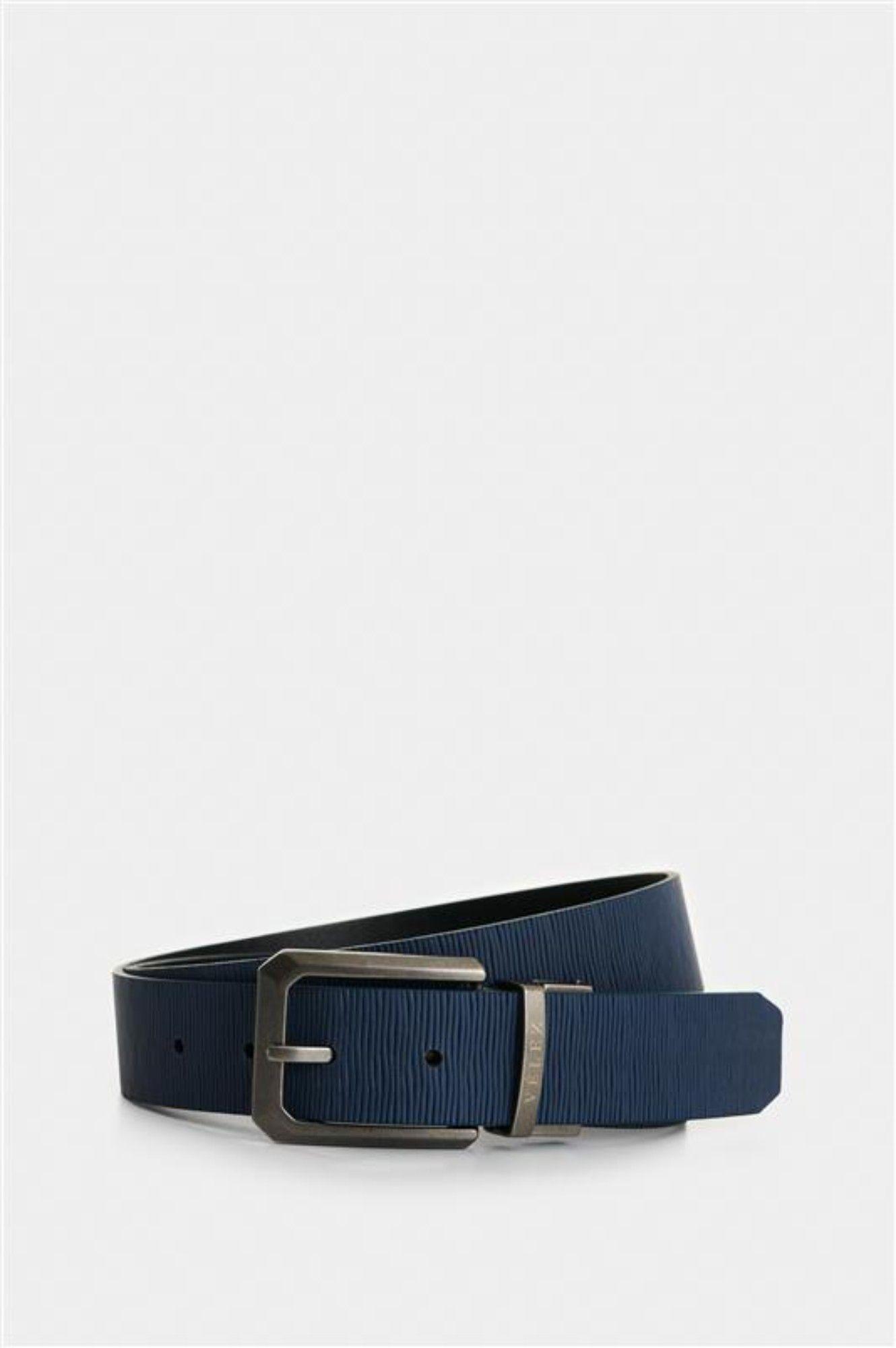 Vélez Correa Reversible De Cuero Hombre Lucian Azul Oscuro-0