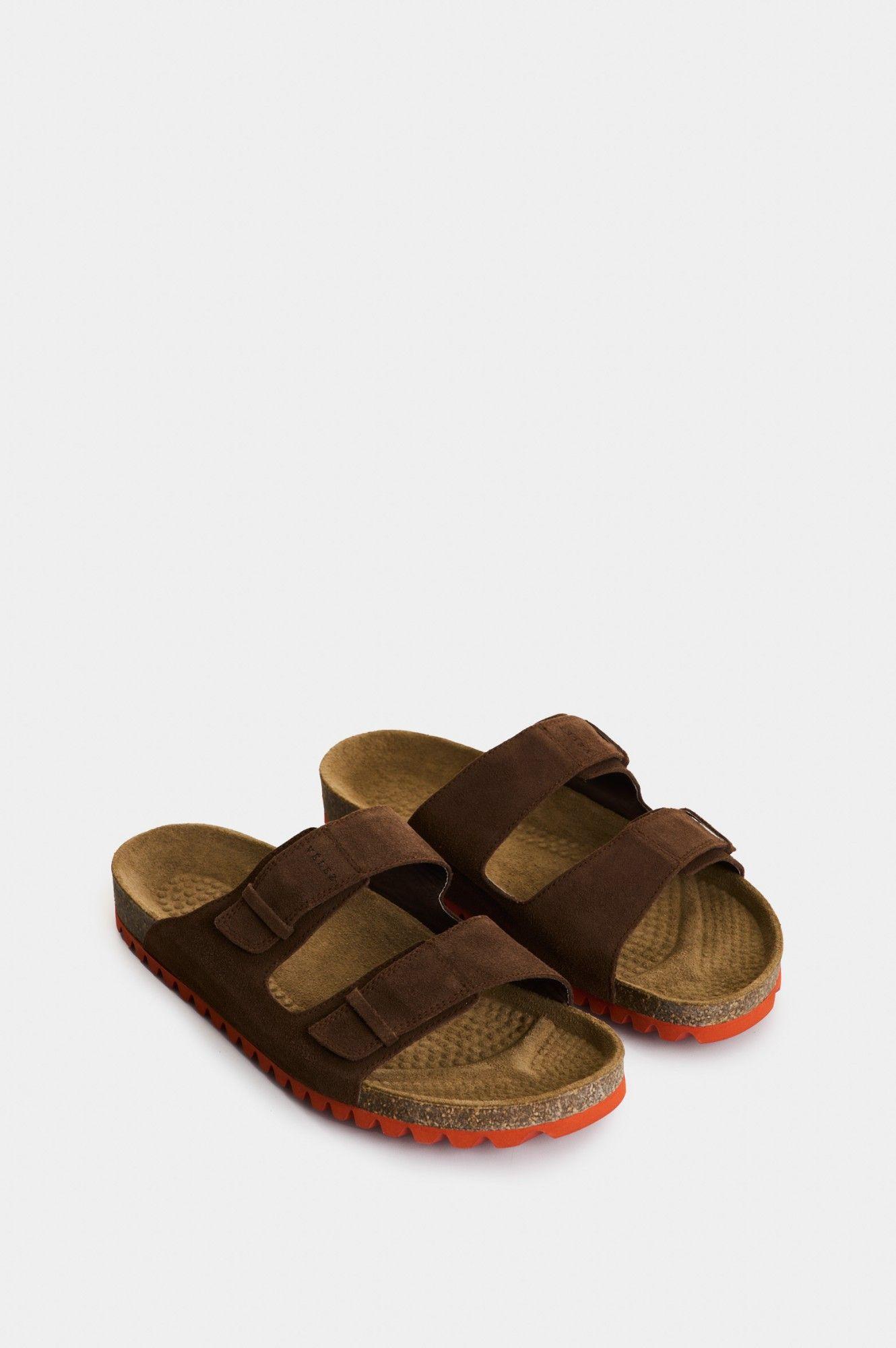 Vélez Sandalia Duna Cuero Gamuzado Para Hombre Casual Cafe-1