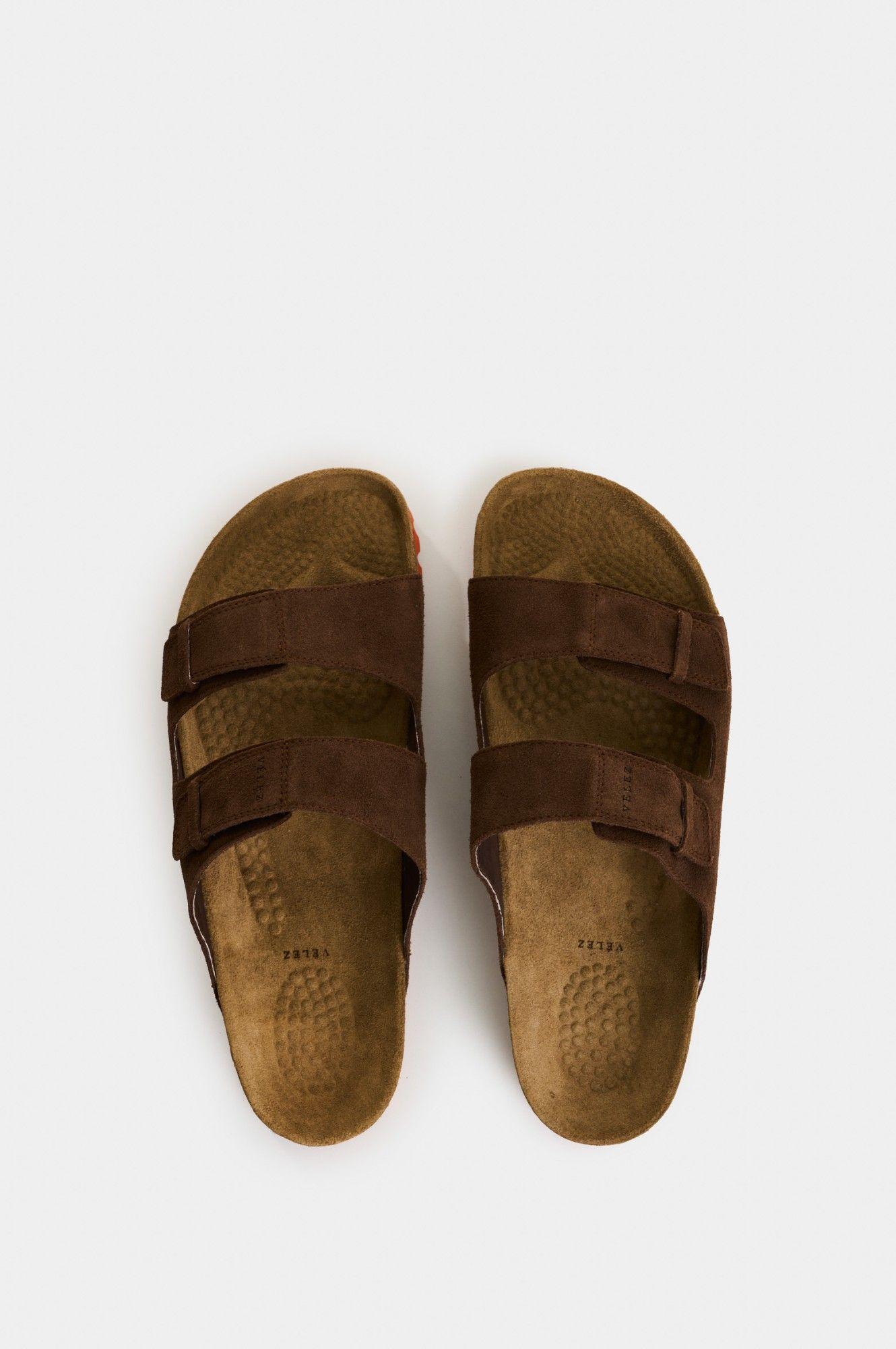 Vélez Sandalia Duna Cuero Gamuzado Para Hombre Casual Cafe-3