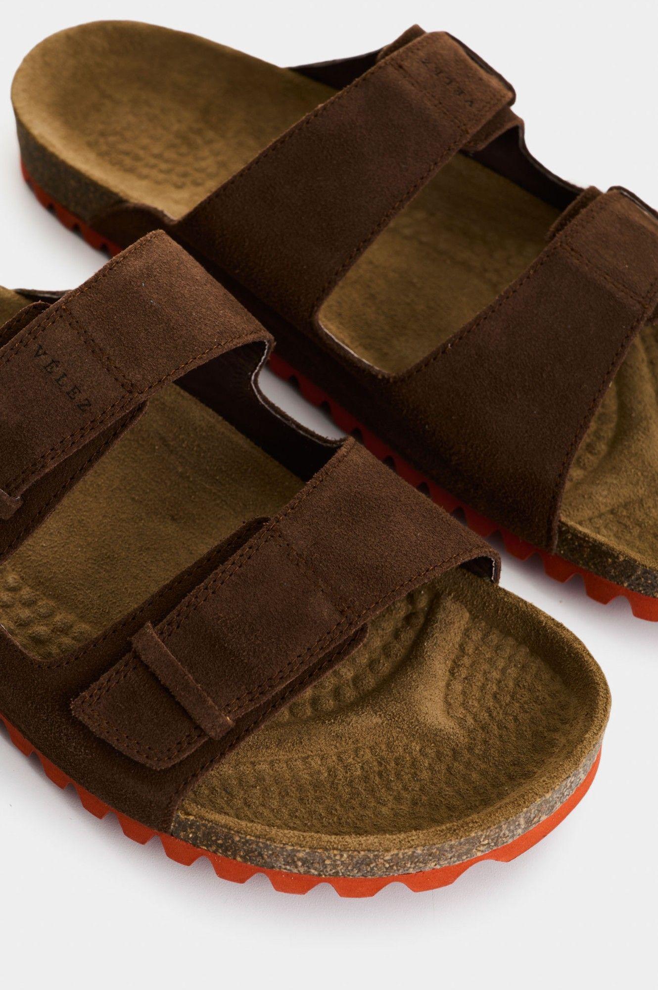 Vélez Sandalia Duna Cuero Gamuzado Para Hombre Casual Cafe-4