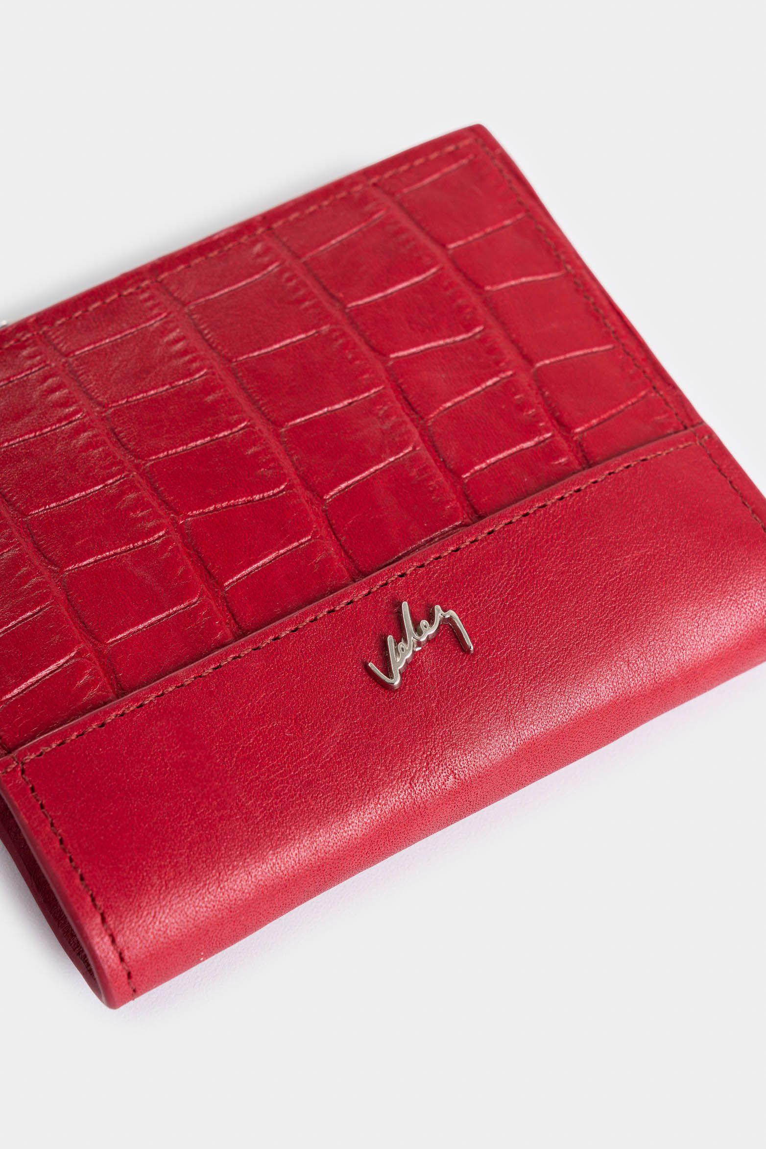 Vélez Billetera Golden De Cuero Para Mujer Grabado Rojo-3