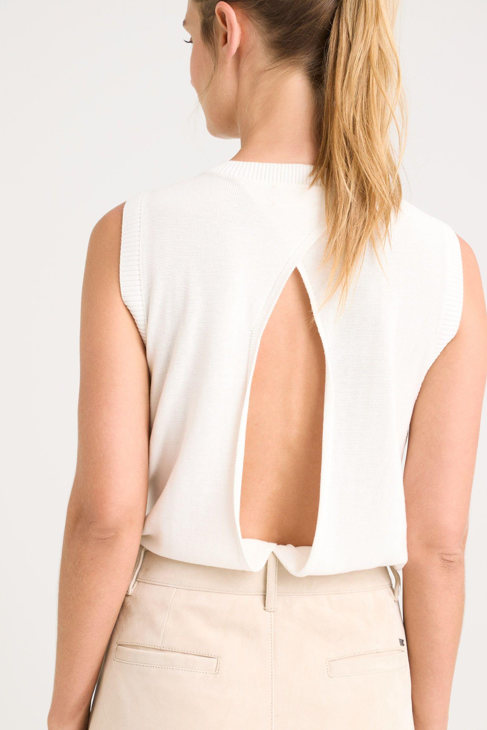 Vélez Top Tejido Astromelia Para Mujer Liviano Crema-4