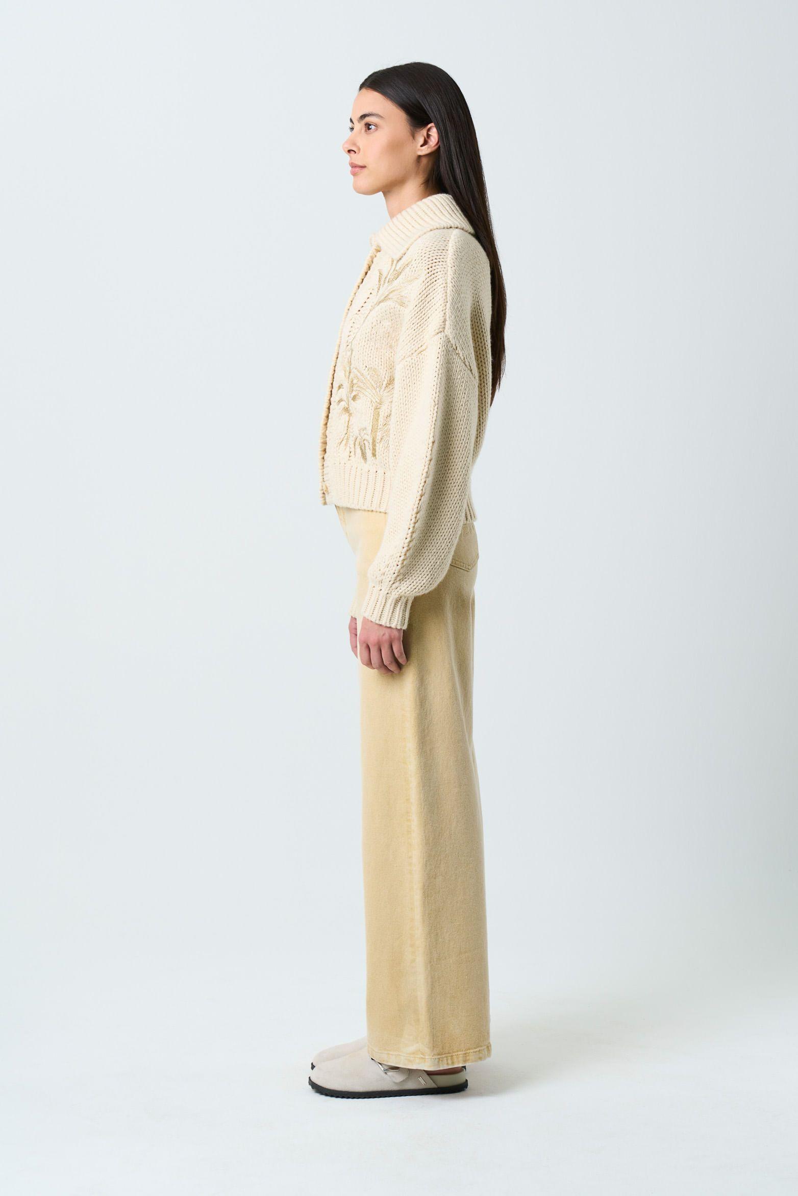 Vélez Cardigan Kalixto Tejido Para Mujer Bordado Arena-1