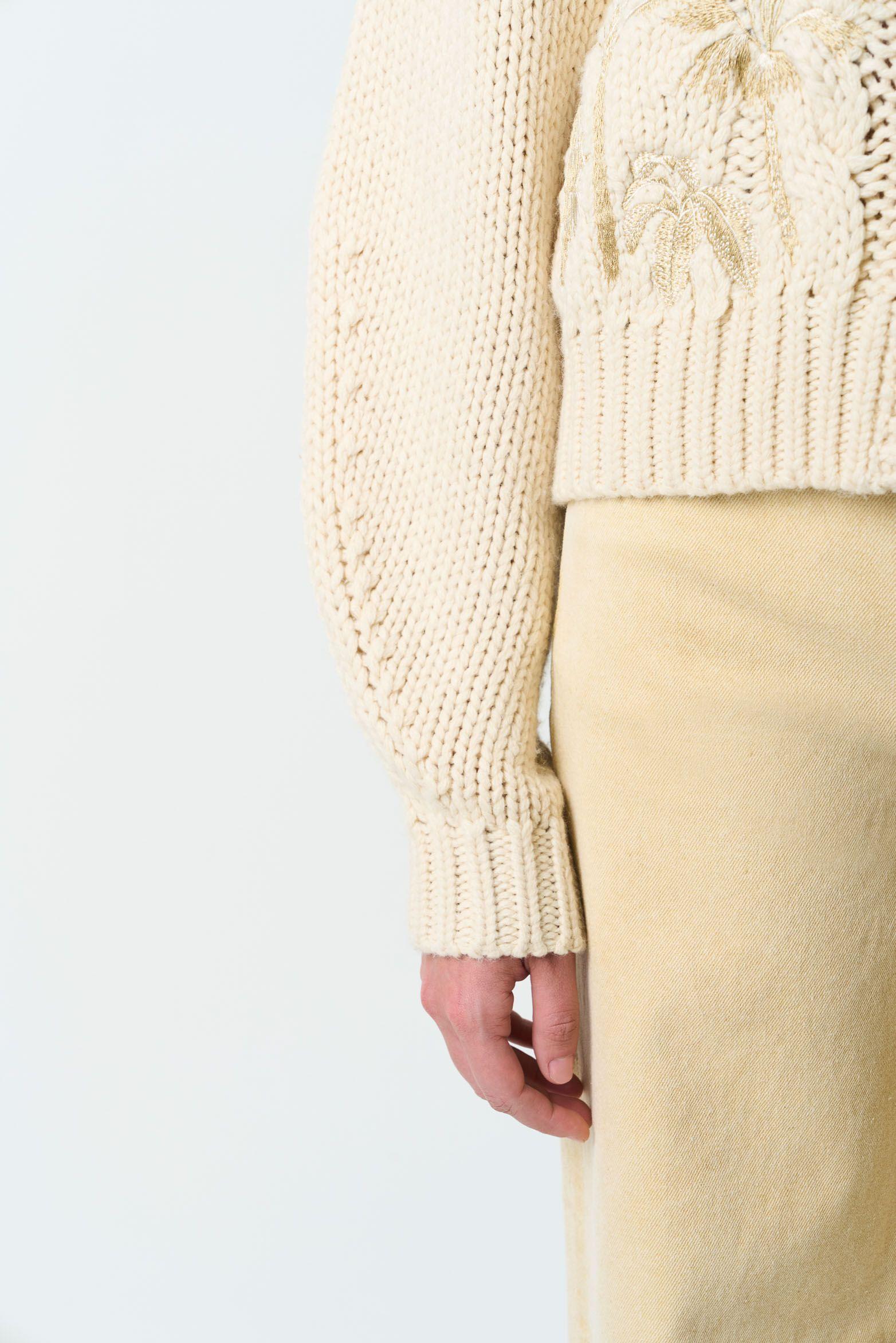 Vélez Cardigan Kalixto Tejido Para Mujer Bordado Arena-6