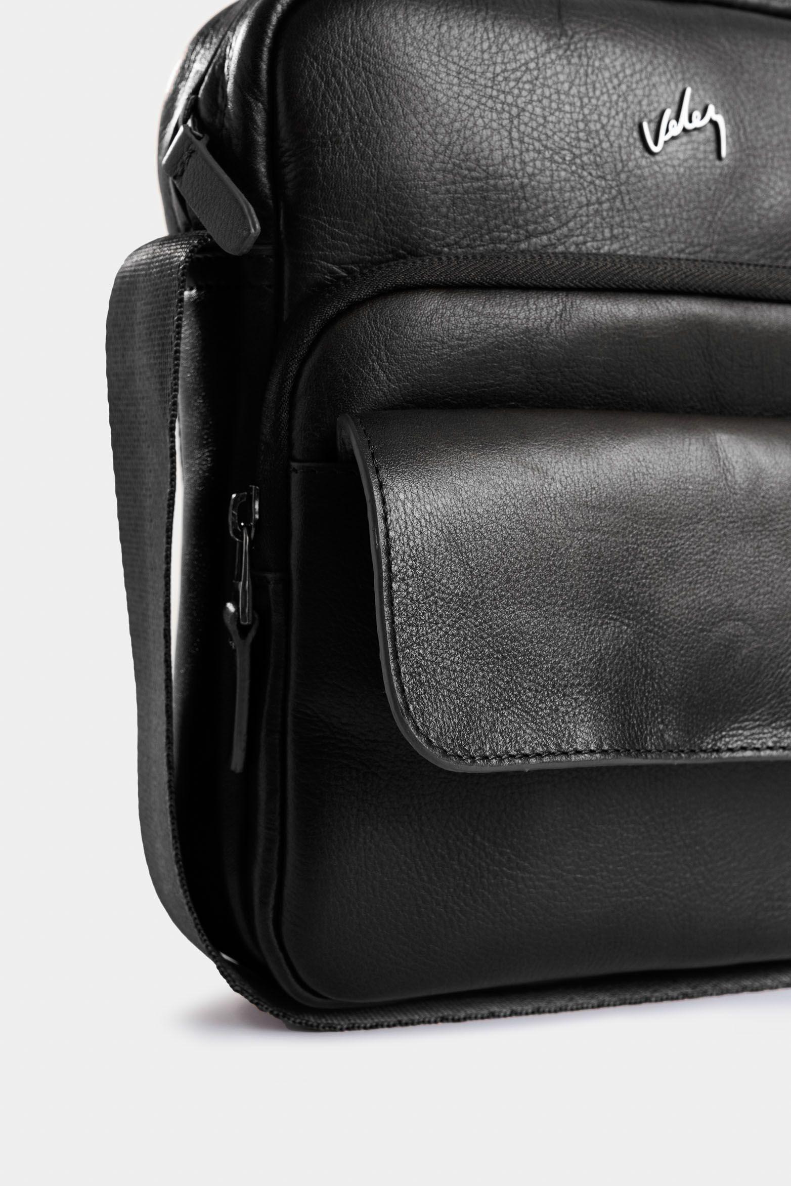 Vélez Manos Libres Alava 3 Cuero Lona Hombre Vertical Negro-3