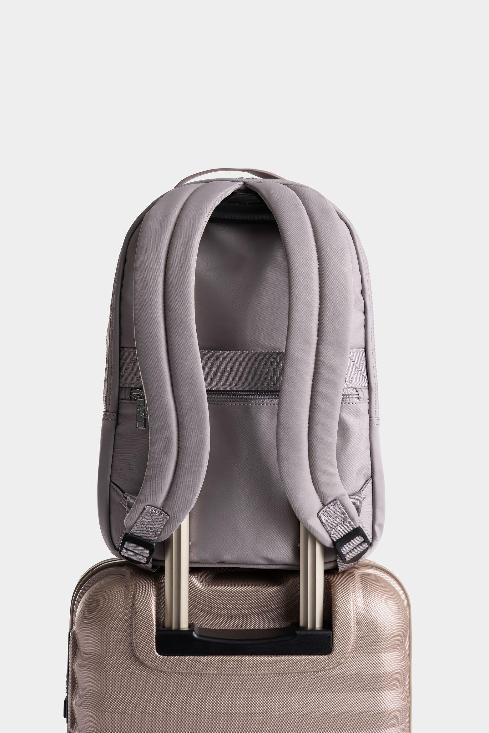 Morral Púrpura de lona para mujer manija cuero gris-2