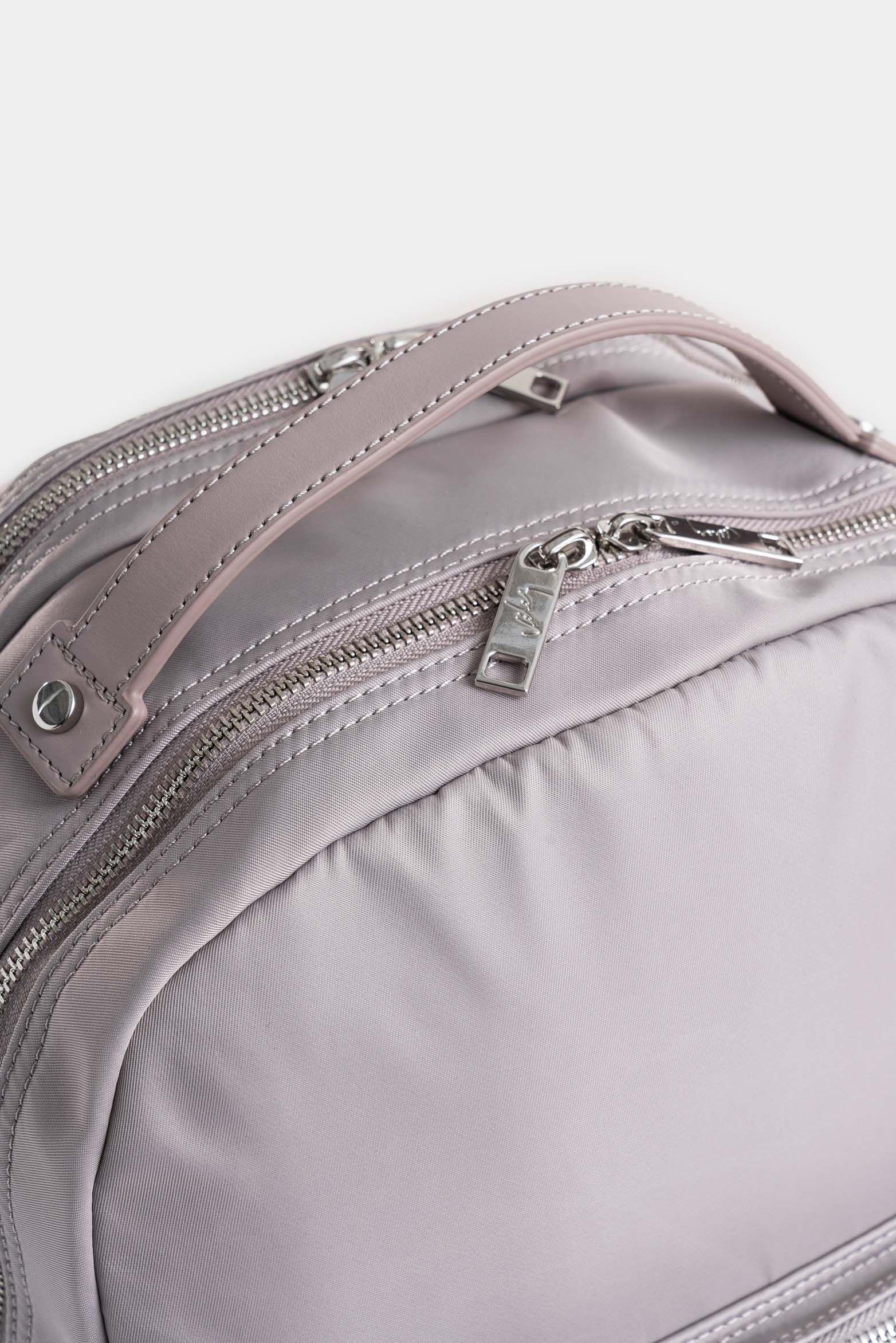 Morral Púrpura de lona para mujer manija cuero gris-3