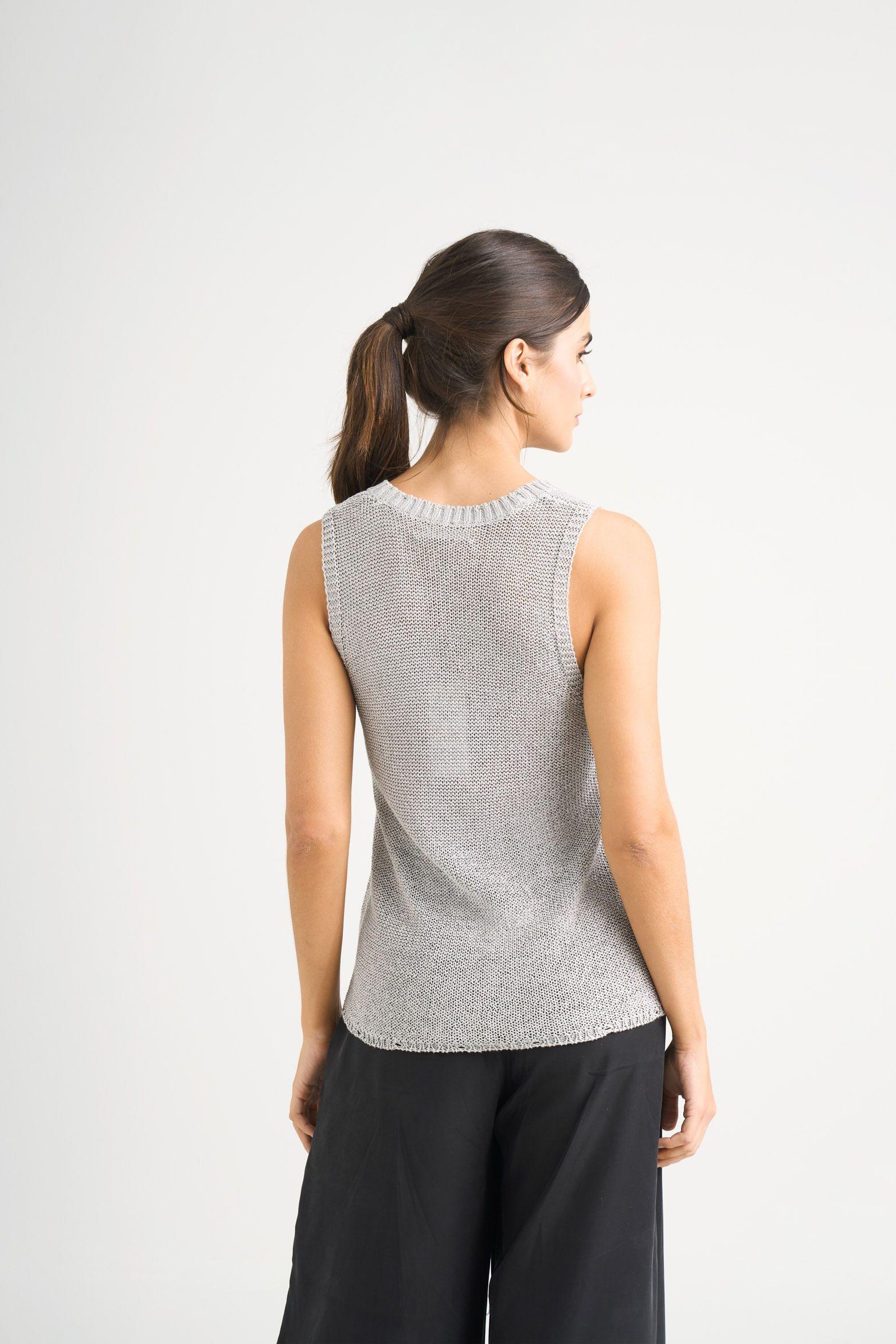 Vélez Polera Tejida Para Mujer Efecto Metalizado Lúre Gris-5