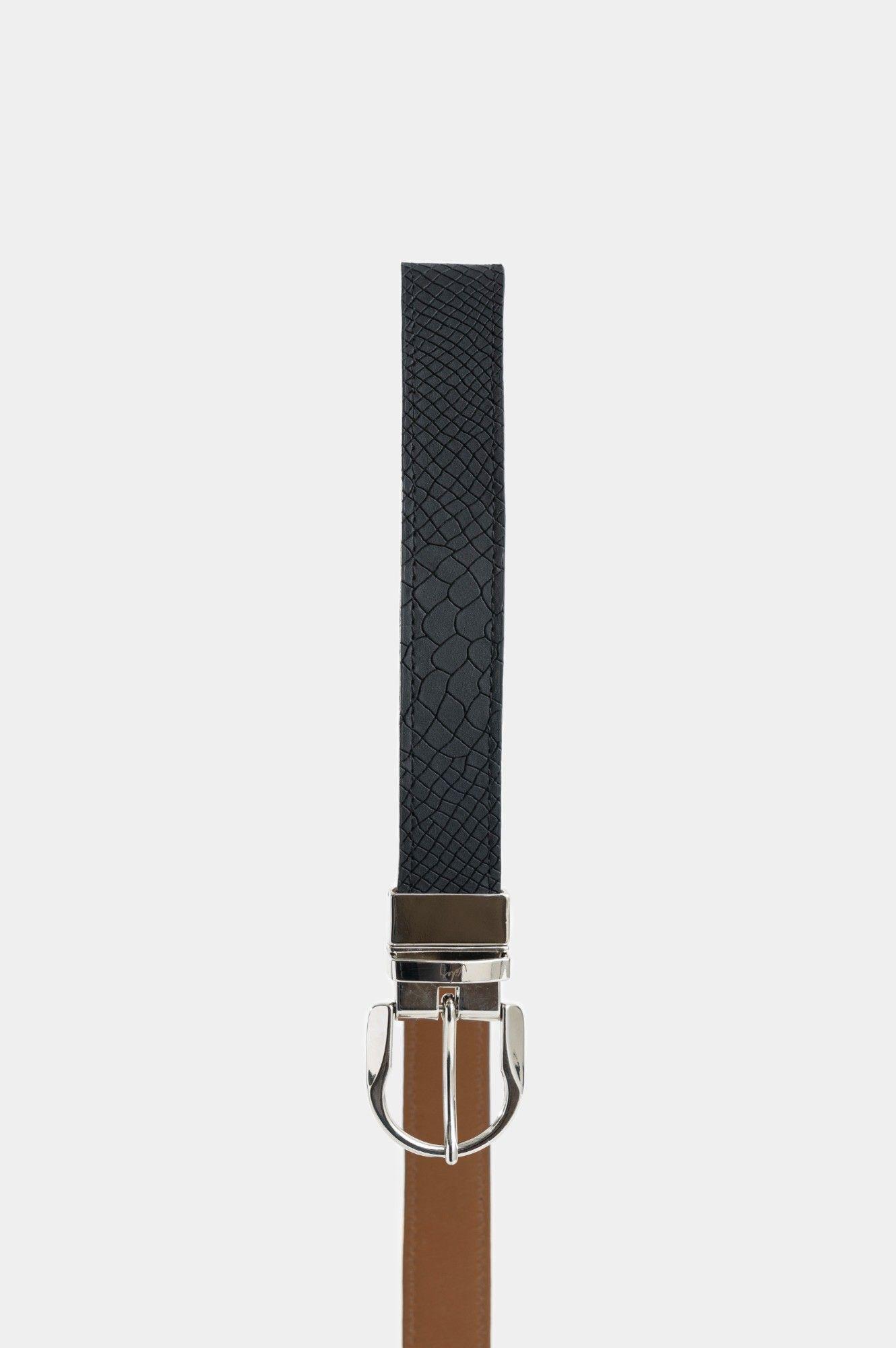 Vélez Cinturón Reversible Aki De Cuero Mujer Grabado Negro-1