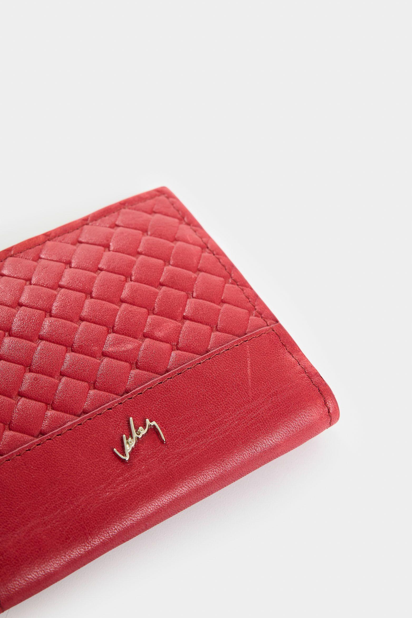 Vélez Billetera De Cuero Grabado Para Mujer Hazen Rojo-3