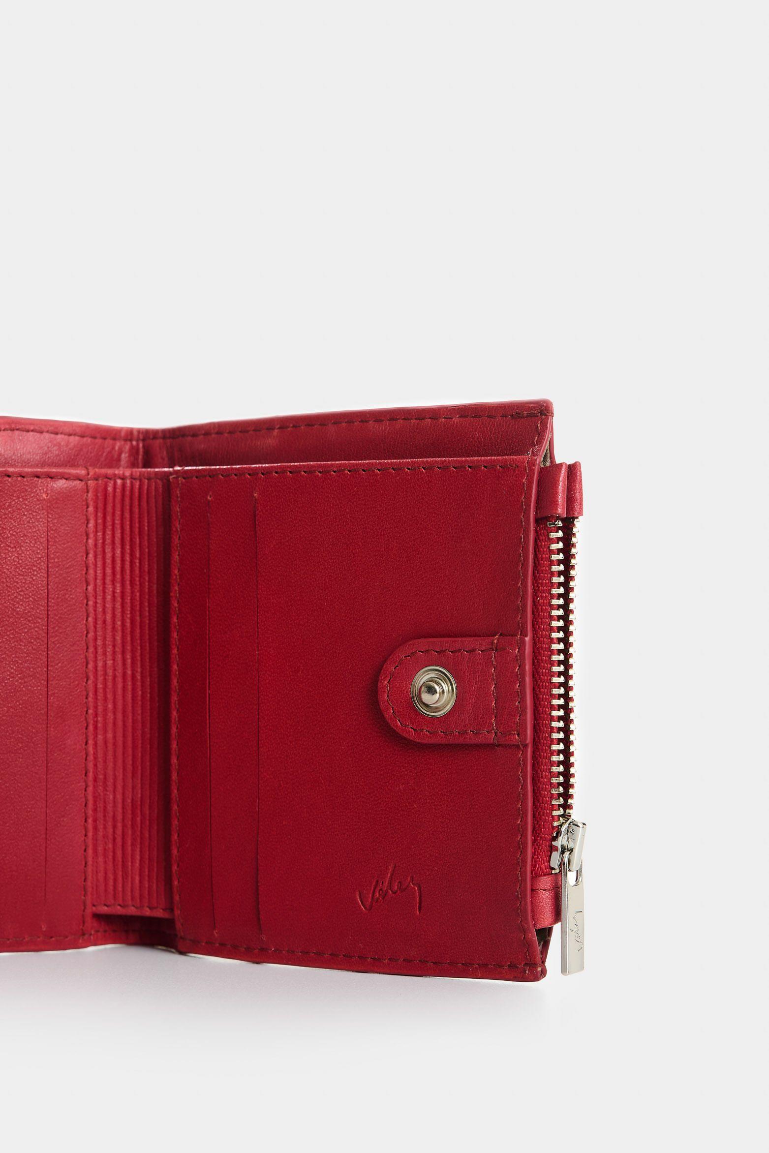 Vélez Billetera De Cuero Grabado Para Mujer Hazen Rojo-4