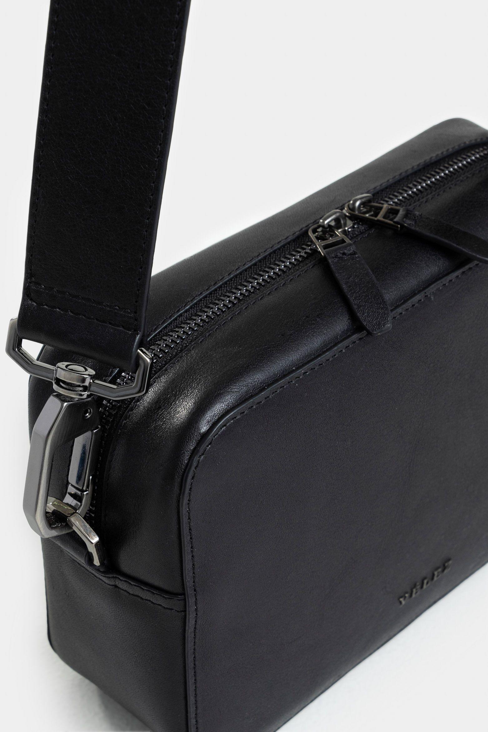 Manos libres Monza de cuero para hombre acabado artesanal Negro-3