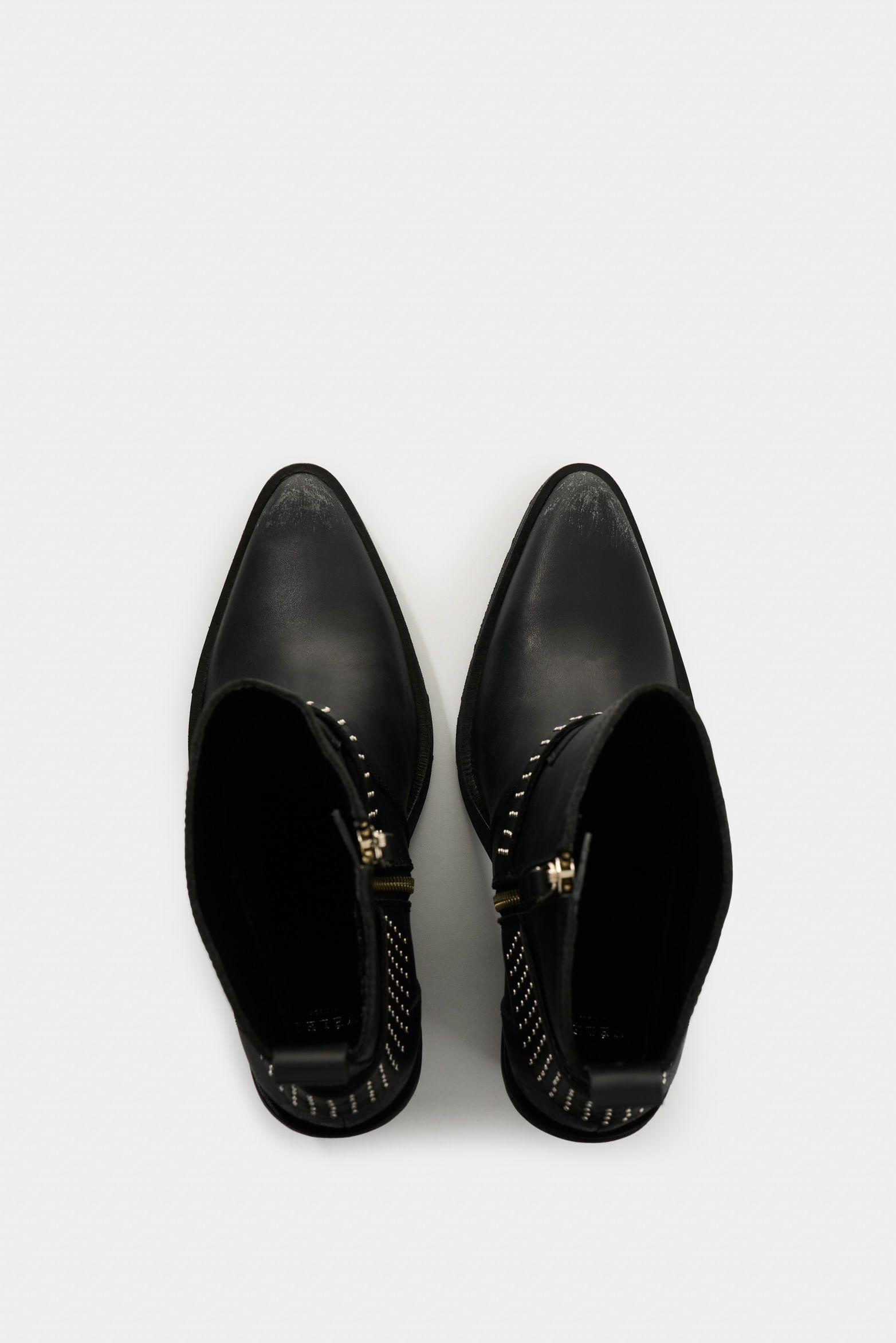 Vélez Botas De Cuero Acabado Rústico Para Mujer Elias Negro-3