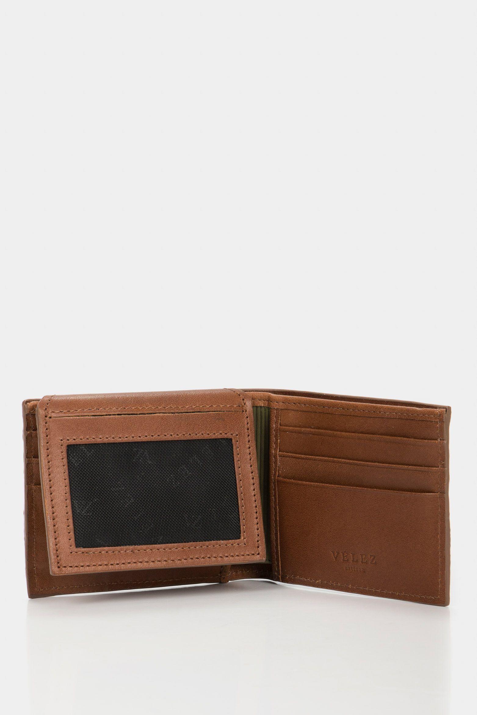 Vélez Billetera Nogal Cuero Hombre 3 Efecto Espasolado Miel-2