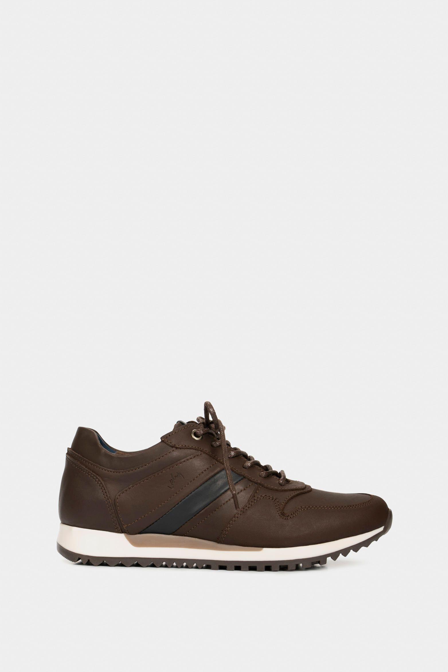 Vélez Tenis romeo De Cuero Para Hombre Efecto Envejecido Café-0