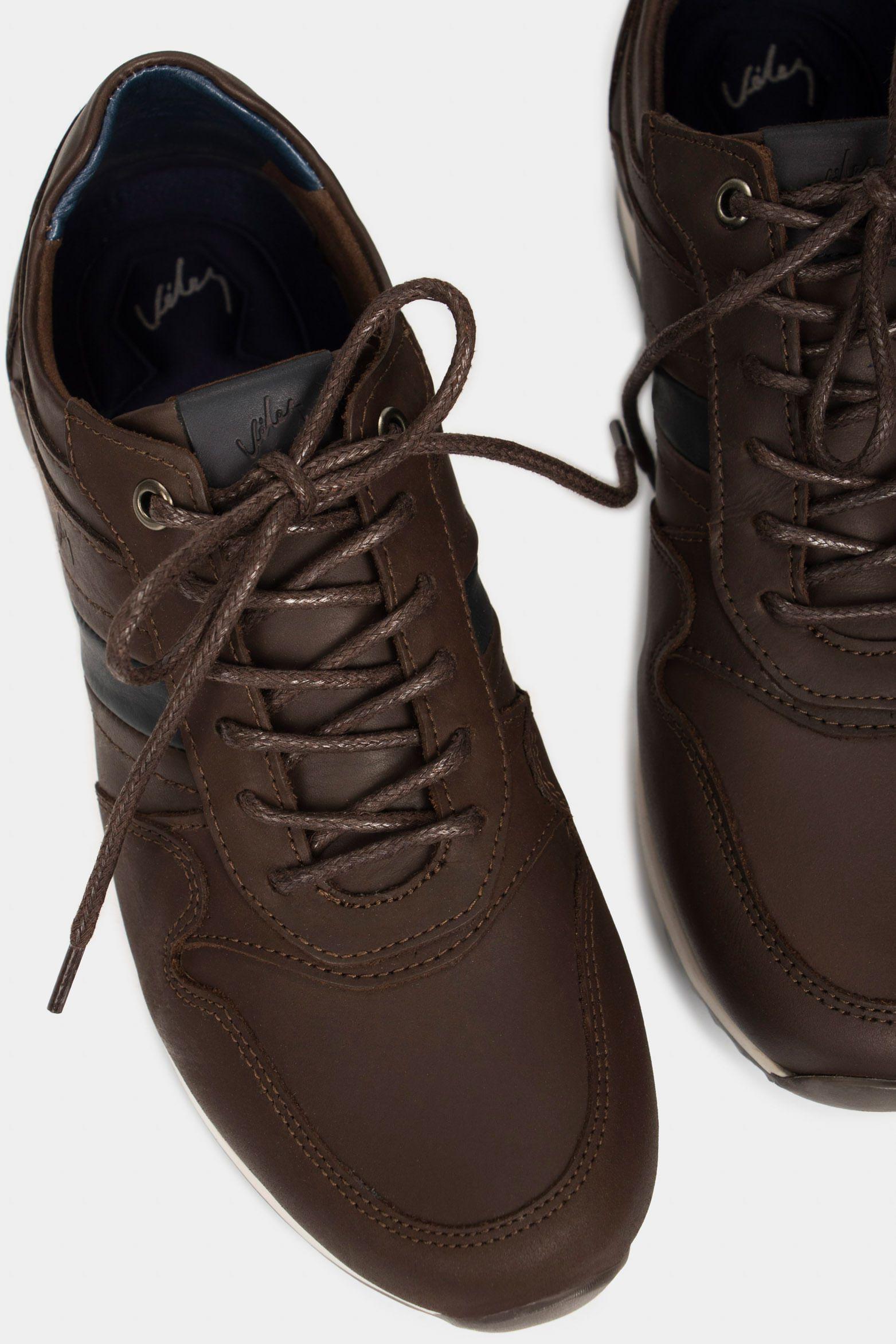 Vélez Tenis romeo De Cuero Para Hombre Efecto Envejecido Café-3