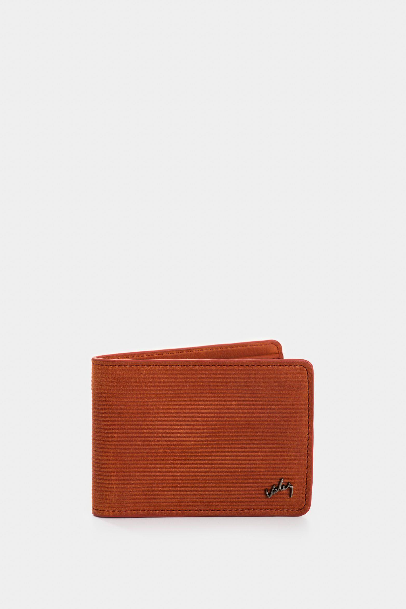 Vélez Billetera Vértice Cuero Hombre Placa Rayas Naranja-0