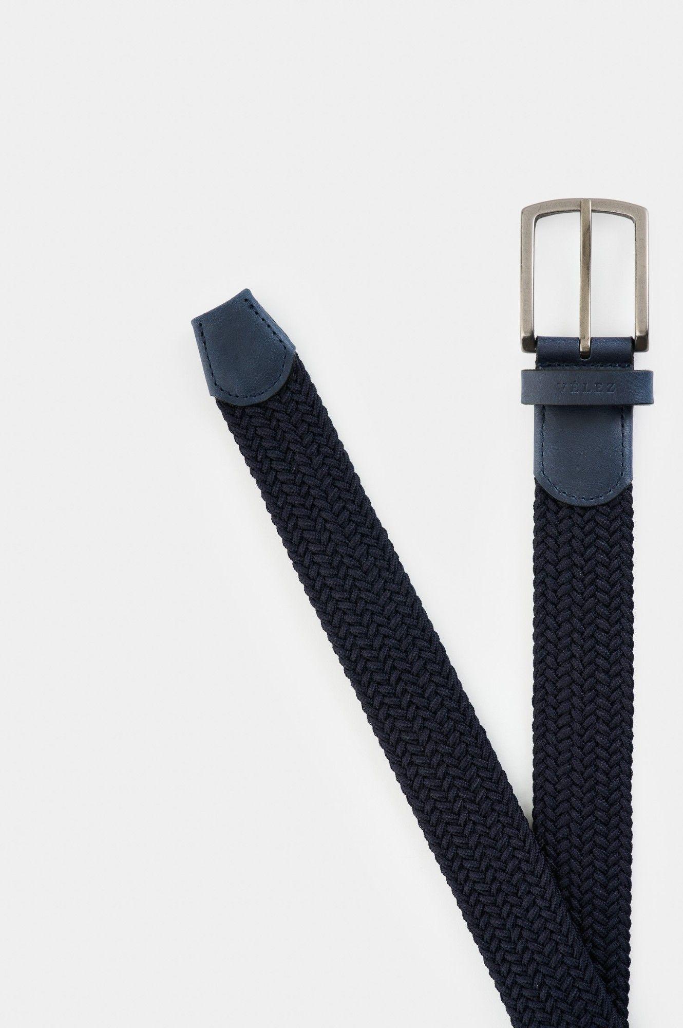 Vélez Cinturón Trenzado Cuero Hombre Tyvi 2.0 Azul Oscuro-2