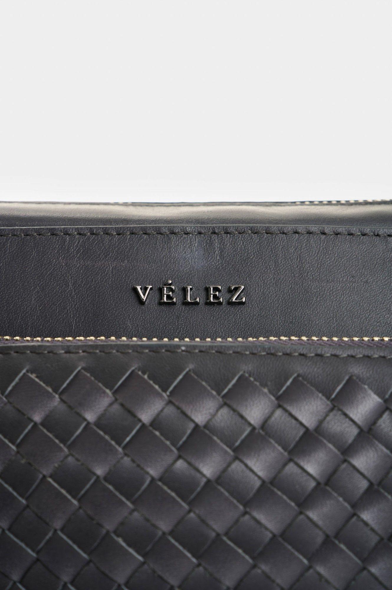 Vélez Cartera Bandolera Kansas Cuero Hombre Tejido Gris-6